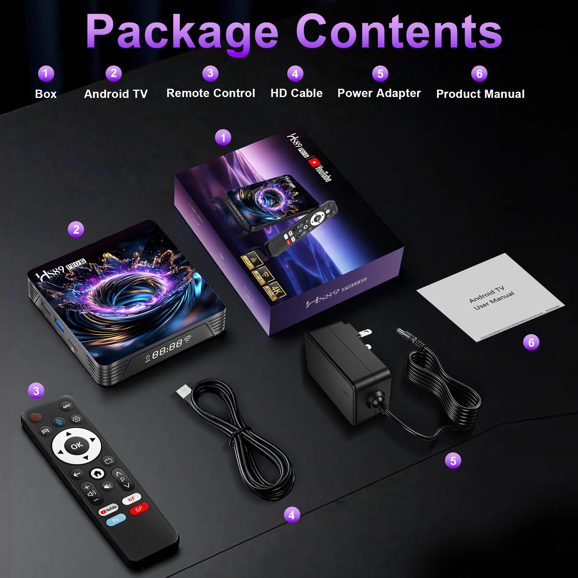 Android 14.0 TV Box, Smart TV Box with RK3539 Quad-Core 64bit Cortex-A55 Mali-G310 GPU, 2G RAM 16G ROM BT V5.4 10/100M Ethernet 4K HD 2.4G/5G Dual-Band WiFi