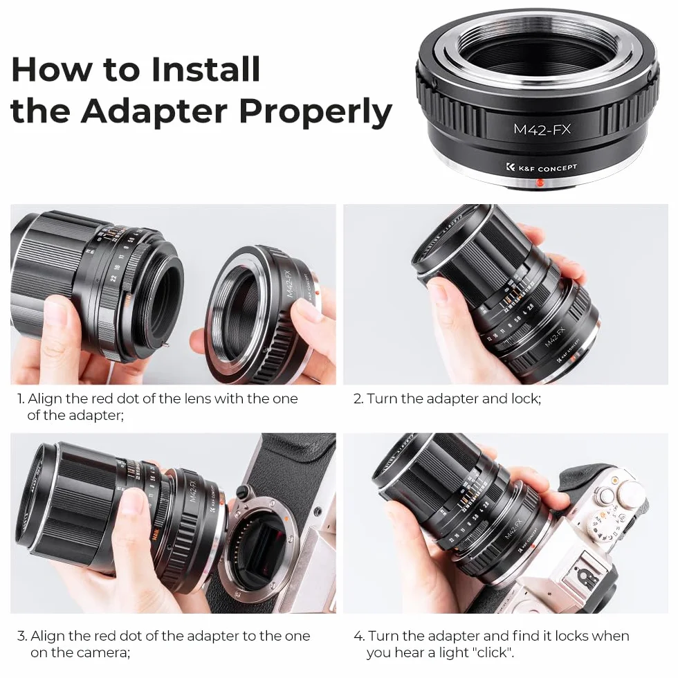 K&F CONCEPT Bague d'adaptation M42-FX pour appareil photo Fuji Fujifilm FX XPro1 X-Pro1 - 42 mm