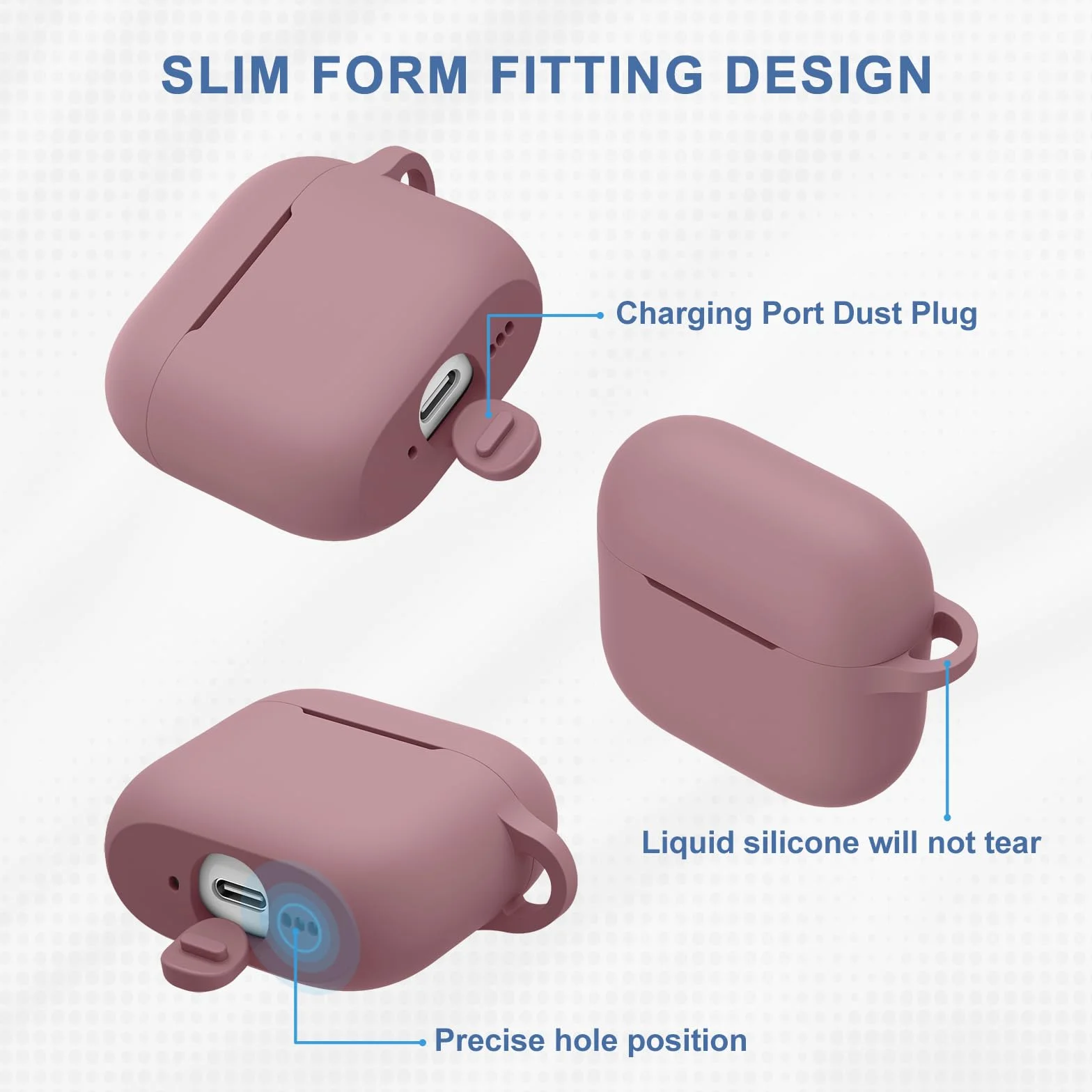 Coque Étui pour AirPods 4 2024, Housse de Protection en Silicone Ultra-Fin Antichoc 2mm, Accessoires 4-en-1 avec Mousqueton et Cordon