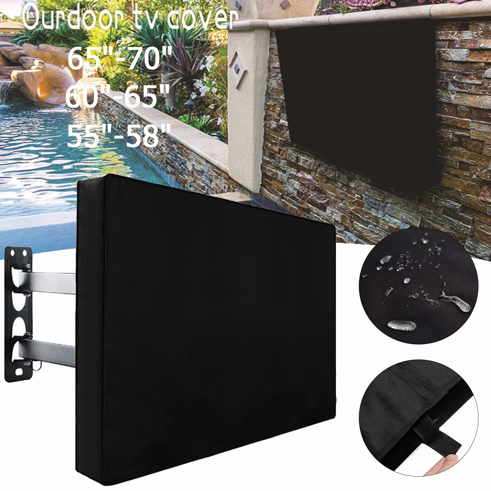 Housse de Protection d'extérieur TV 600D Polyester Tissu Imperméable UV Écran Plat TV Protecteur D'affichage Pour 50 ''à 70 ''LCD LED (For 60-65 inch TV)
