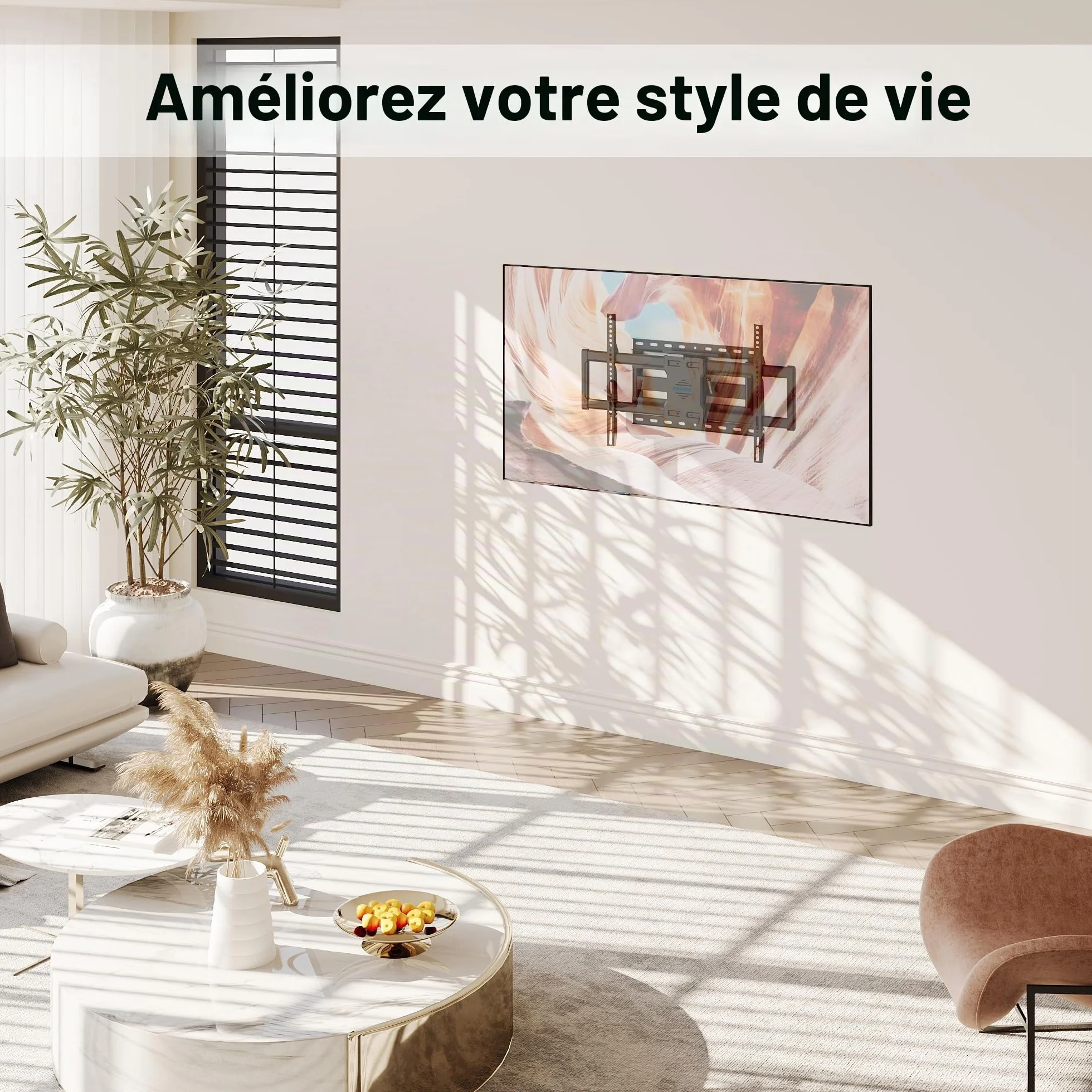 BONTEC Support TV Mural Articulé 37-85 Pouces, Support Mural TV Pivotant Inclinable, Bras Double 68-420mm, Jusqu’à 60kg, VESA 200x100-600x400, pour Écran Plat ou Incurvé