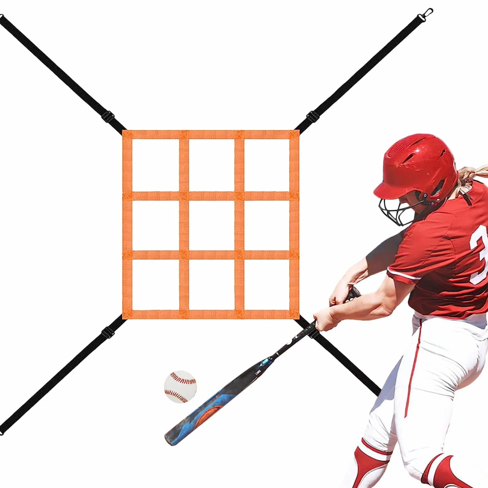 Cible de baseball réglable - Filet d'entraînement pour frapper et attraper avec sangle de fixation