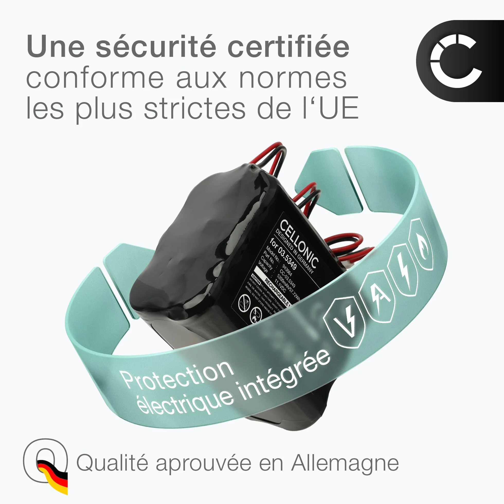 CELLONIC 1x Batterie pour Éclairage/Lampe de Poche Compatible avec SCANGRIP Nova 4K, Nova 3K, 03.5349 - (5200mAh, 11.1V)