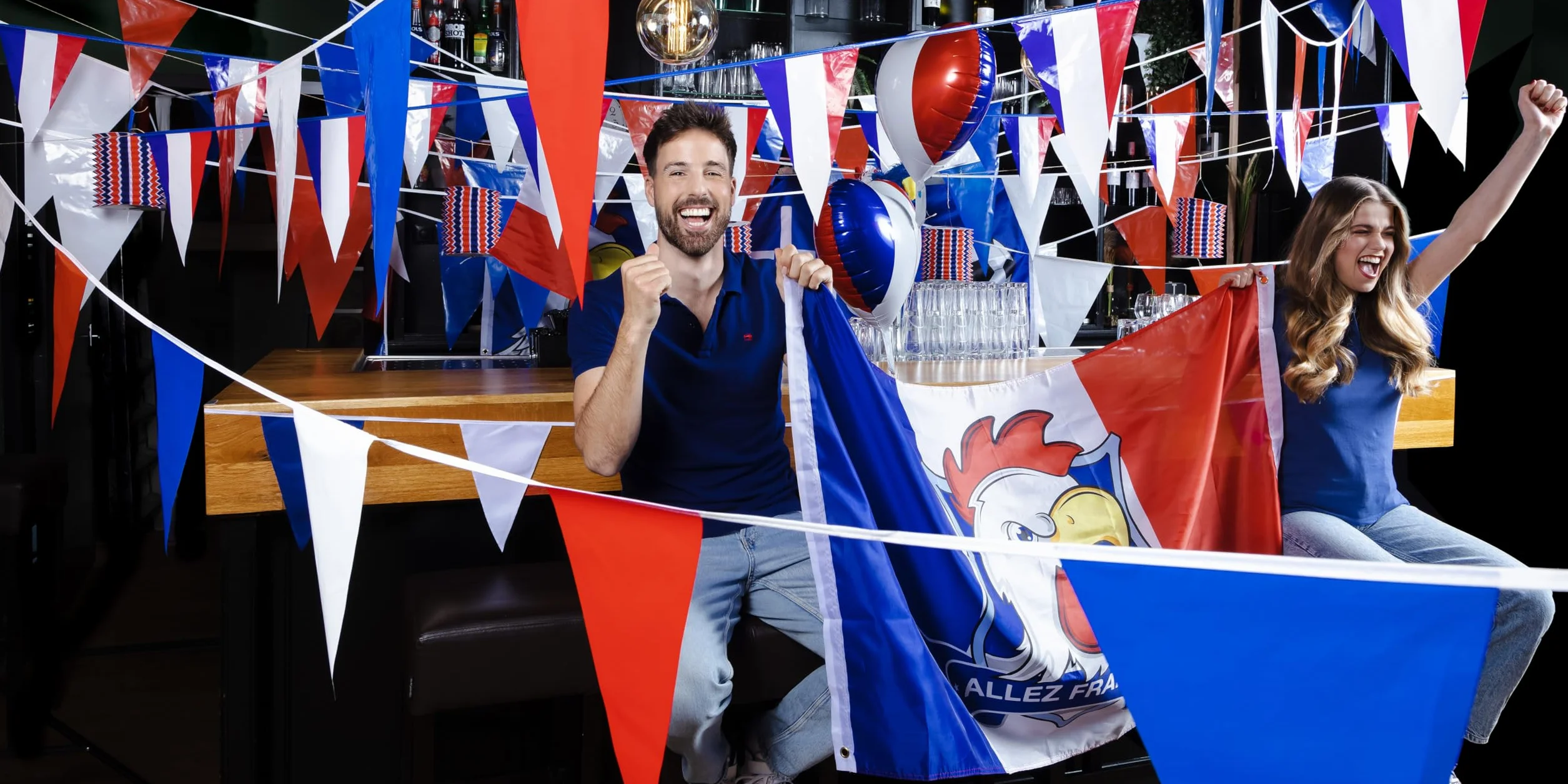 Boland Drapeau de décoration Allez France 90 x 150 cm Polyester France Football Coupe du Monde