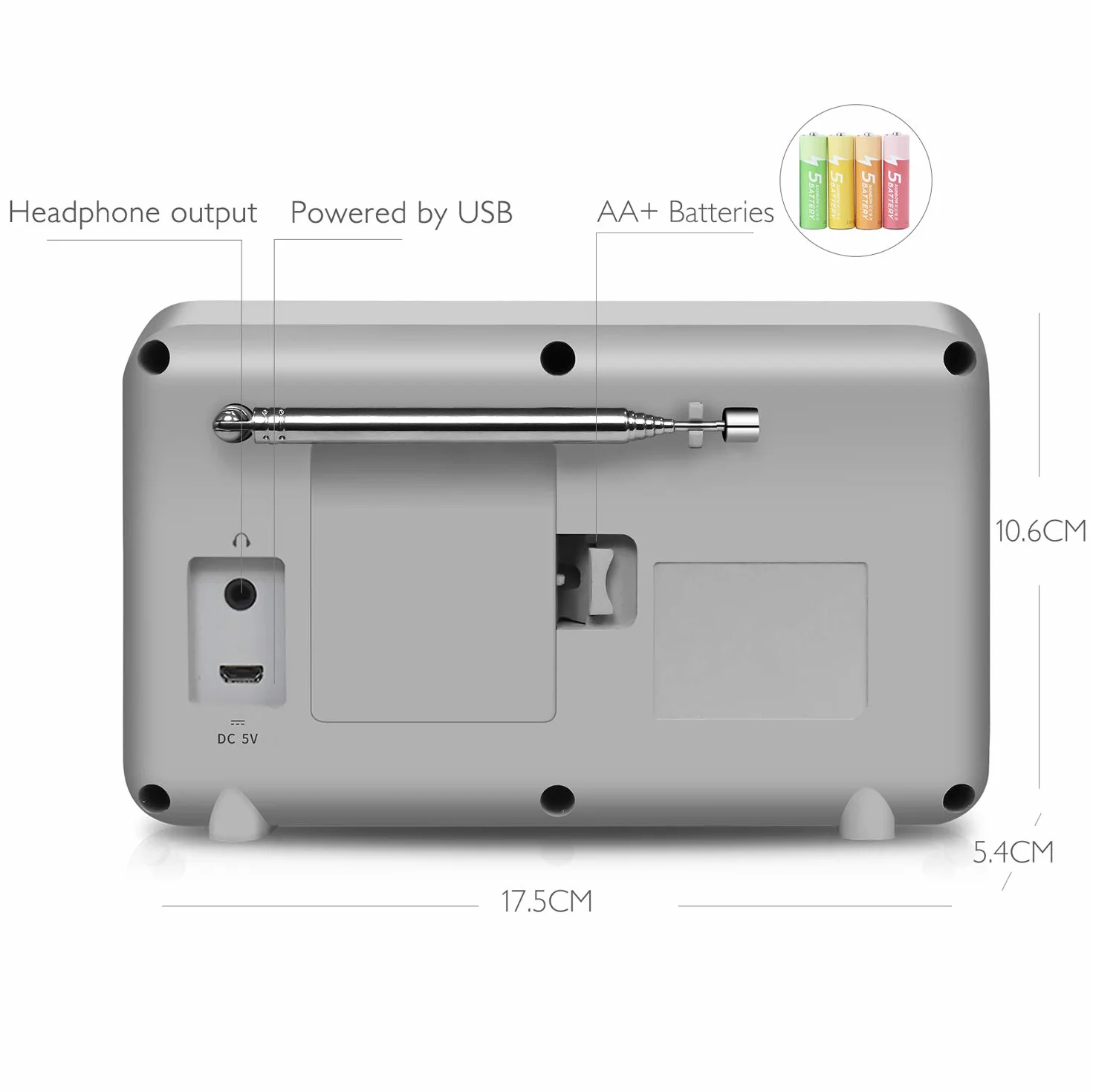 LEMEGA IR1 Tragbares WiFi Internetradio,Dab/Dab+/FM Digitalradio,Bluetooth,Doppelwecker,Schlaf-Snooze-Timer,60 Voreinstellungen,Kopfhörerausgang,Farbdisplay,Batterie- Oder Netzbetrieb, Gris