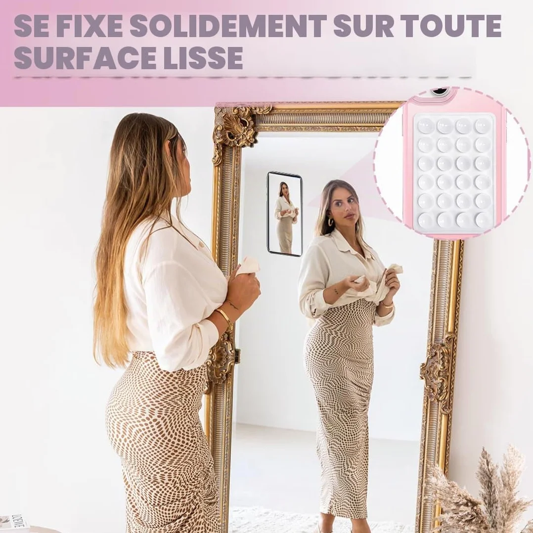 Ventouse Téléphone 2 Pièces En Silicone, Support Mains Libres 8Cm X 5.5Cm Pour Miroir Et Douche