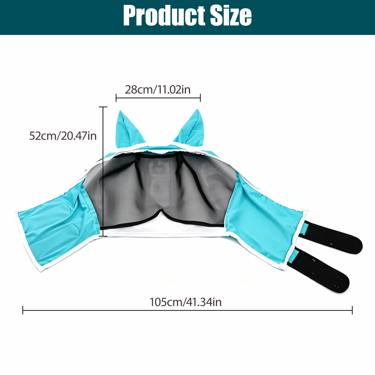 Masque Anti-Mouches pour Chevaux Bleu Protection UV (L)