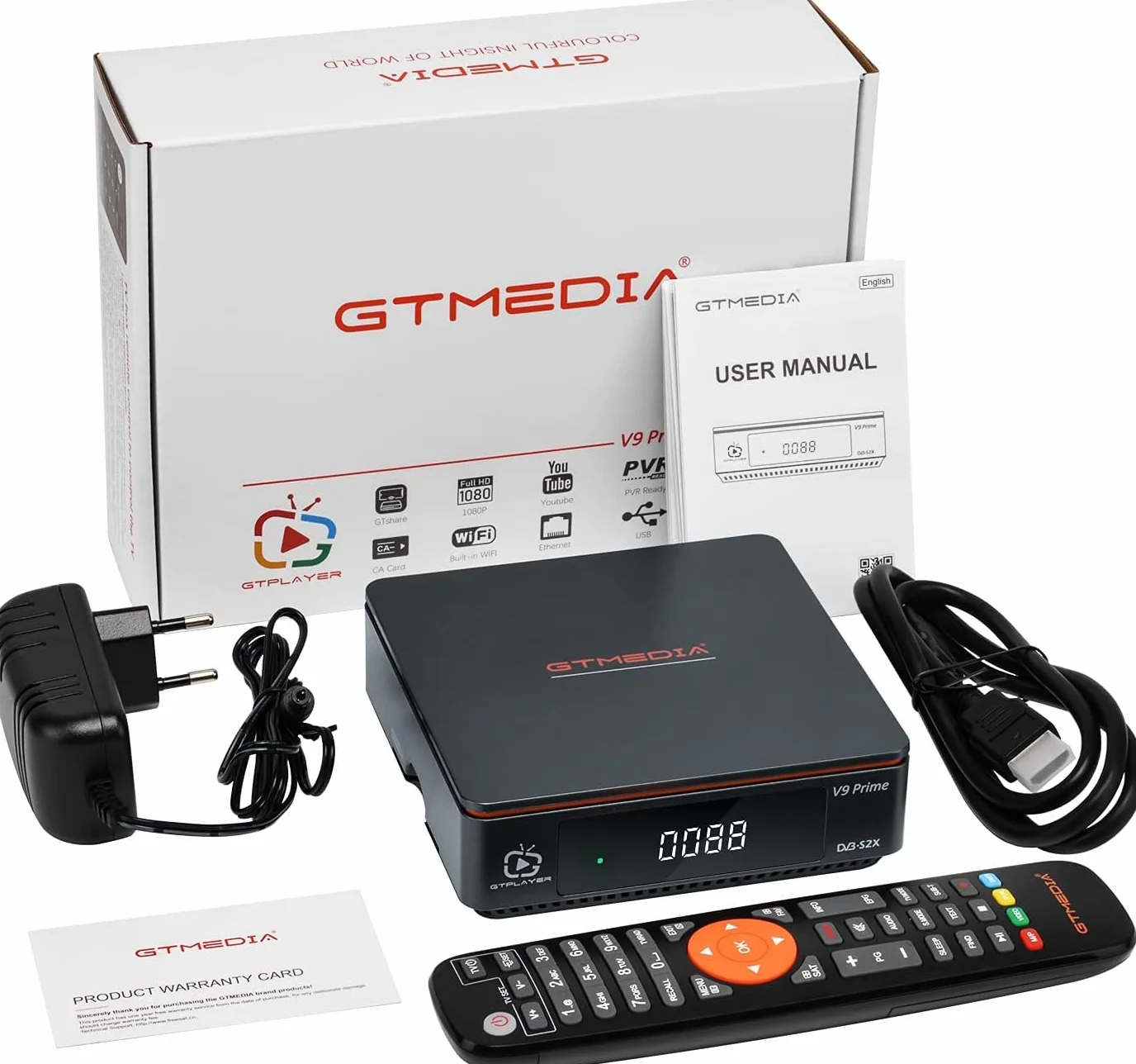 V9 Prime numérique Satellite récepteur H.265 FTA Jouer Gratuitement dv b-S/S2/S2X 10 Bits HEVC intégré Carte de Support WiFi 2.4G, Biss défilement Automatique.