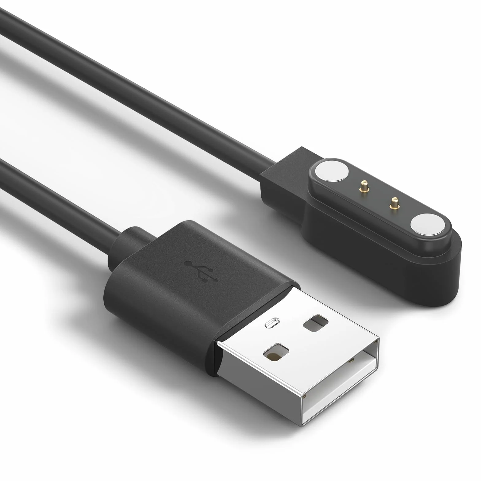 Amzpas Chargeur Montre Connectée, Câble USB 2 Broches de Charge Magnétique pour Smartwatch, Câble de Recharge pour Montre Intelligente Universel, Espacement des Contacts du Chargeur 4mm (USB 60cm)