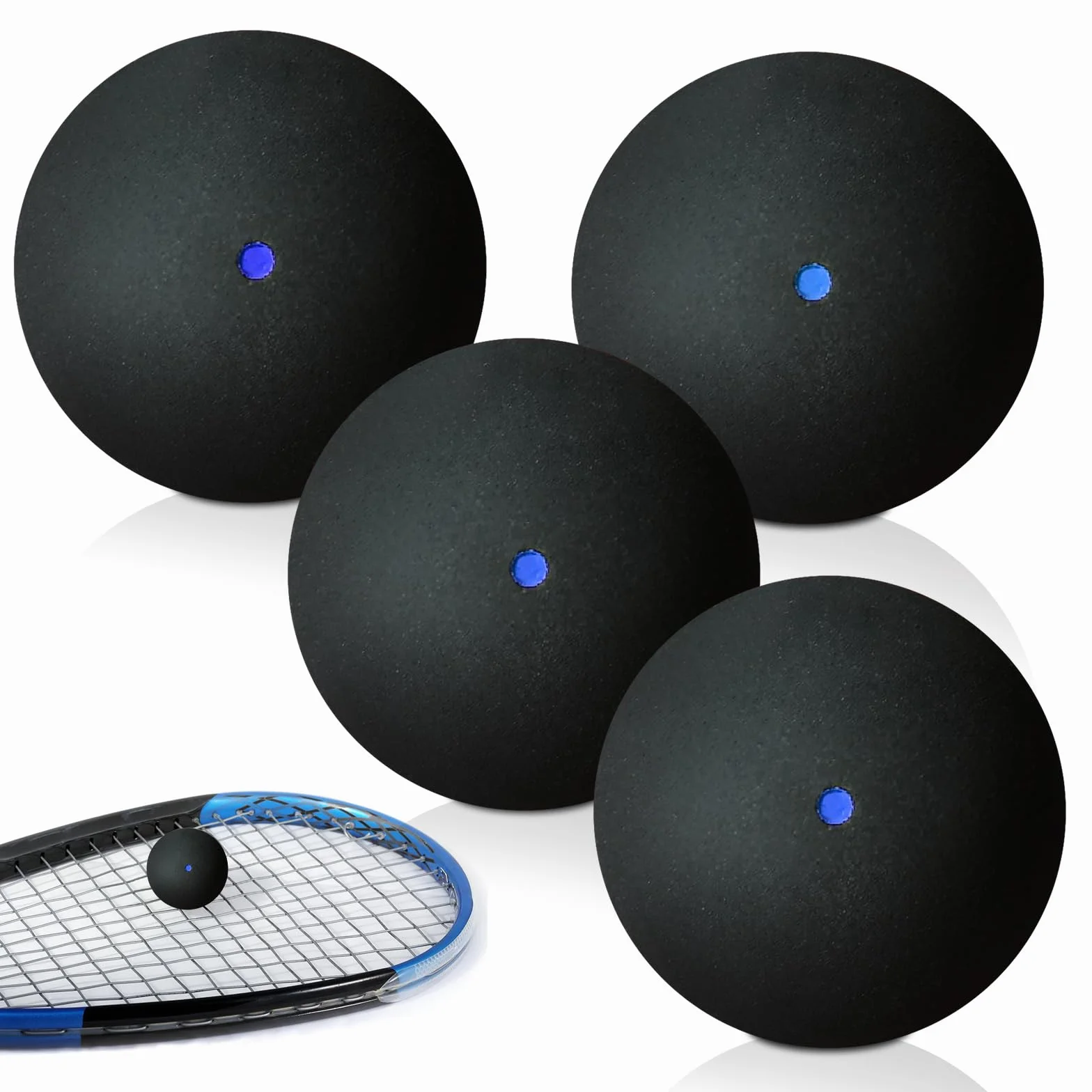 PORFOYO Lot de 4 balles de squash en caoutchouc pour entraînement et compétition