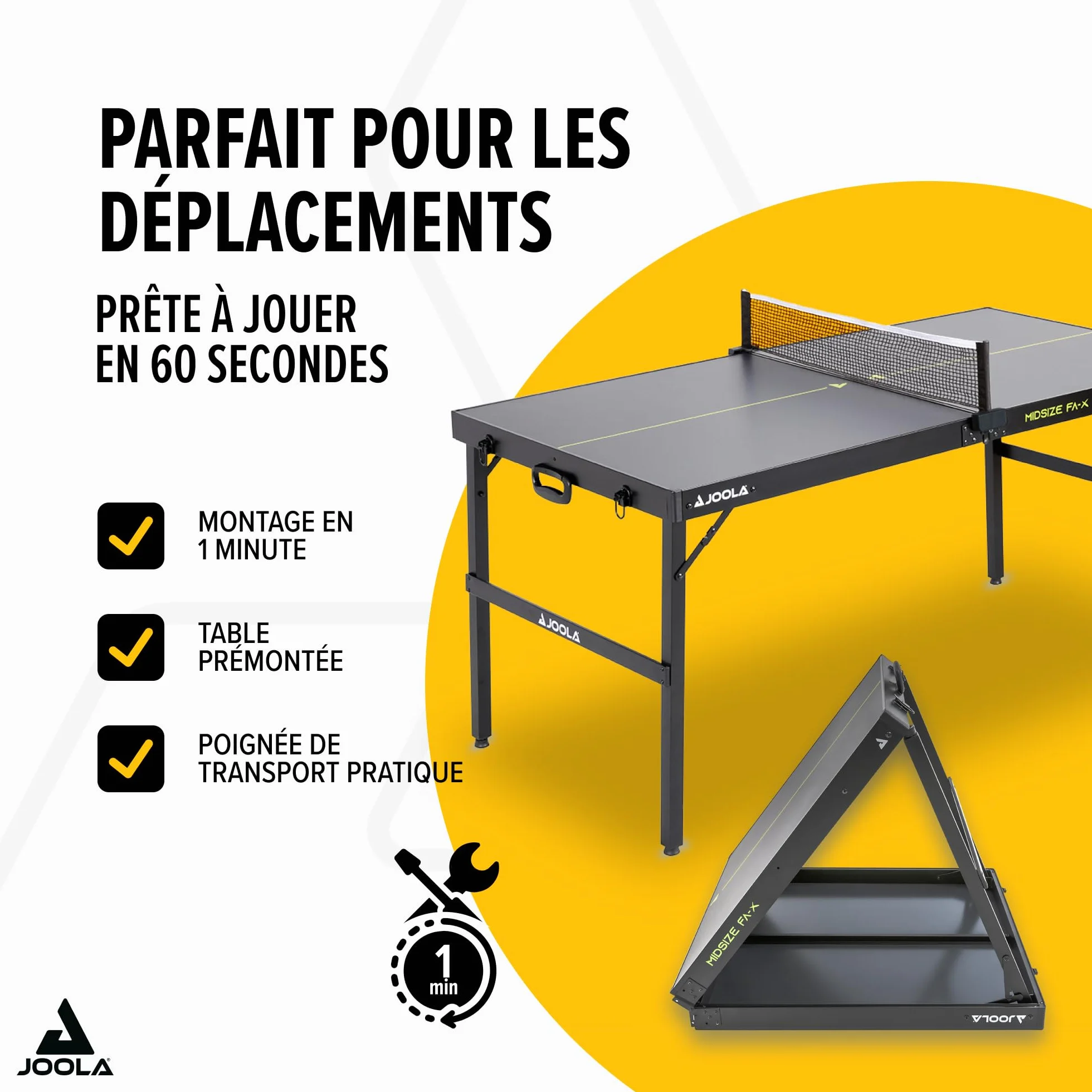 JOOLA Table de ping-Pong FA-X Taille Moyenne Design Valise compacte