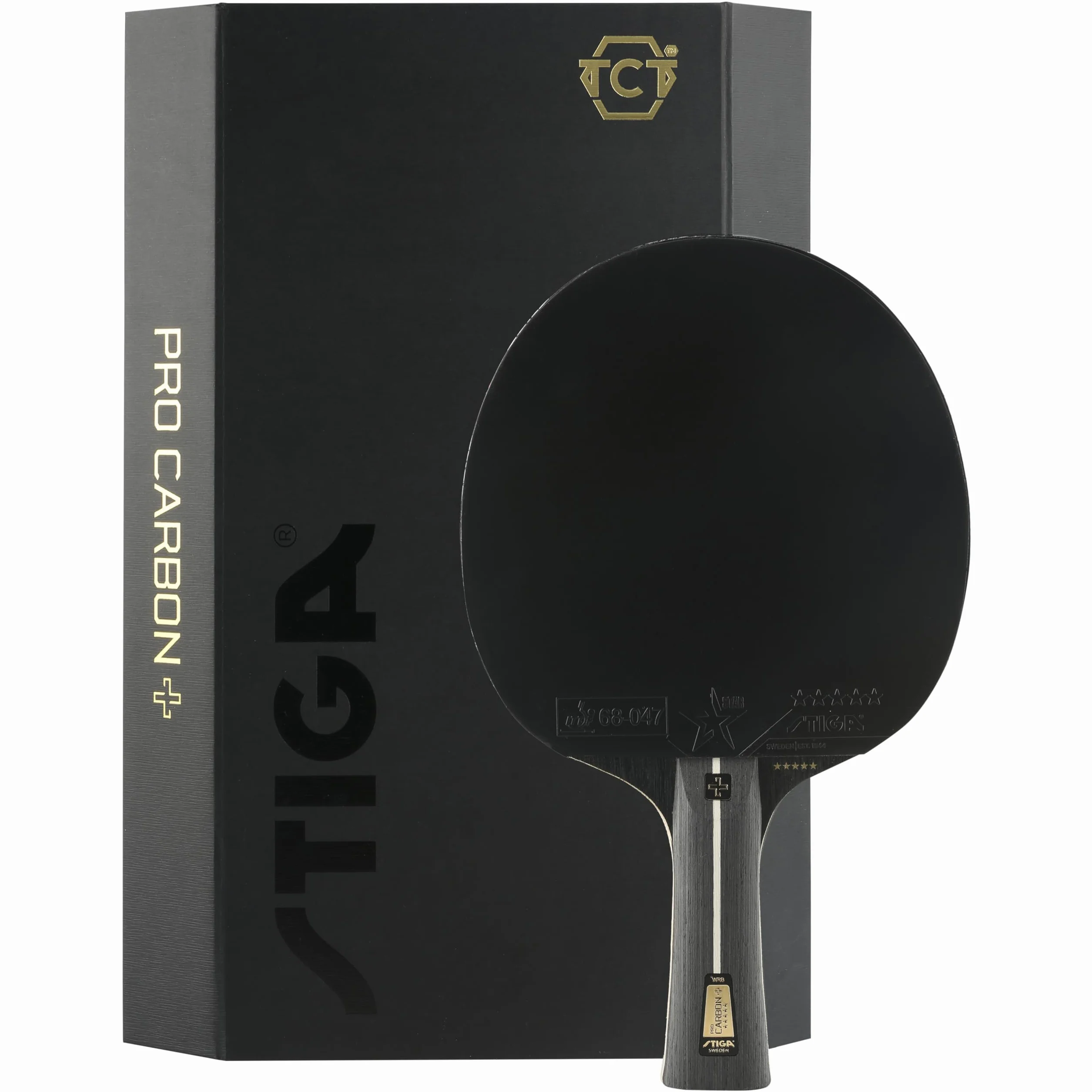 STIGA Raquette de Ping-Pong Pro Carbon +, Technologie Carbon Touch, Manche Concave, Revêtement Caoutchouc 5 Étoiles, ITTF Approuvé, Noir/Rouge
