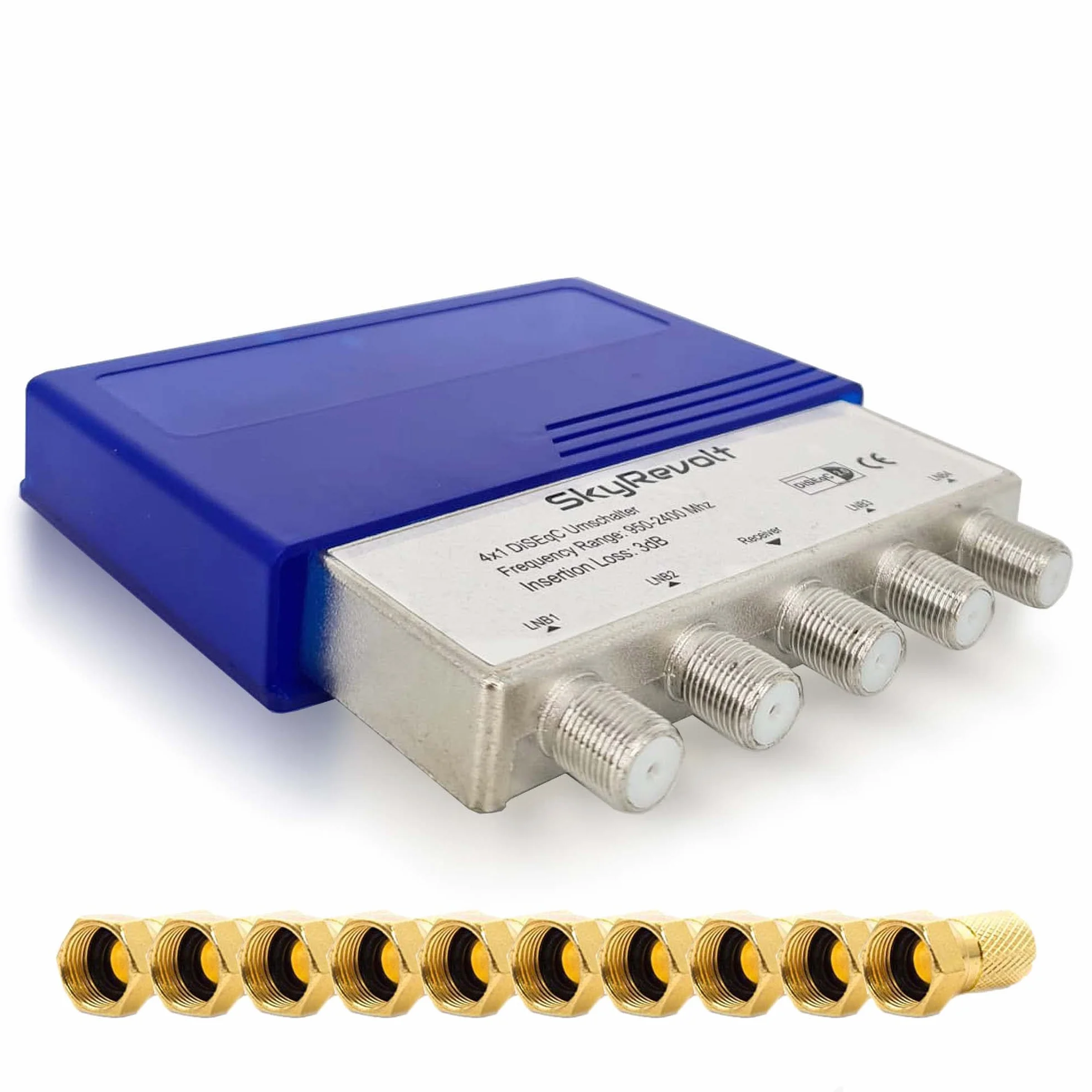 DiSEqC Commutateur satellite 4/1 avec boîtier de protection contre les intempéries pour satellite, répartiteur, accessoires satellite, 10 fiches F