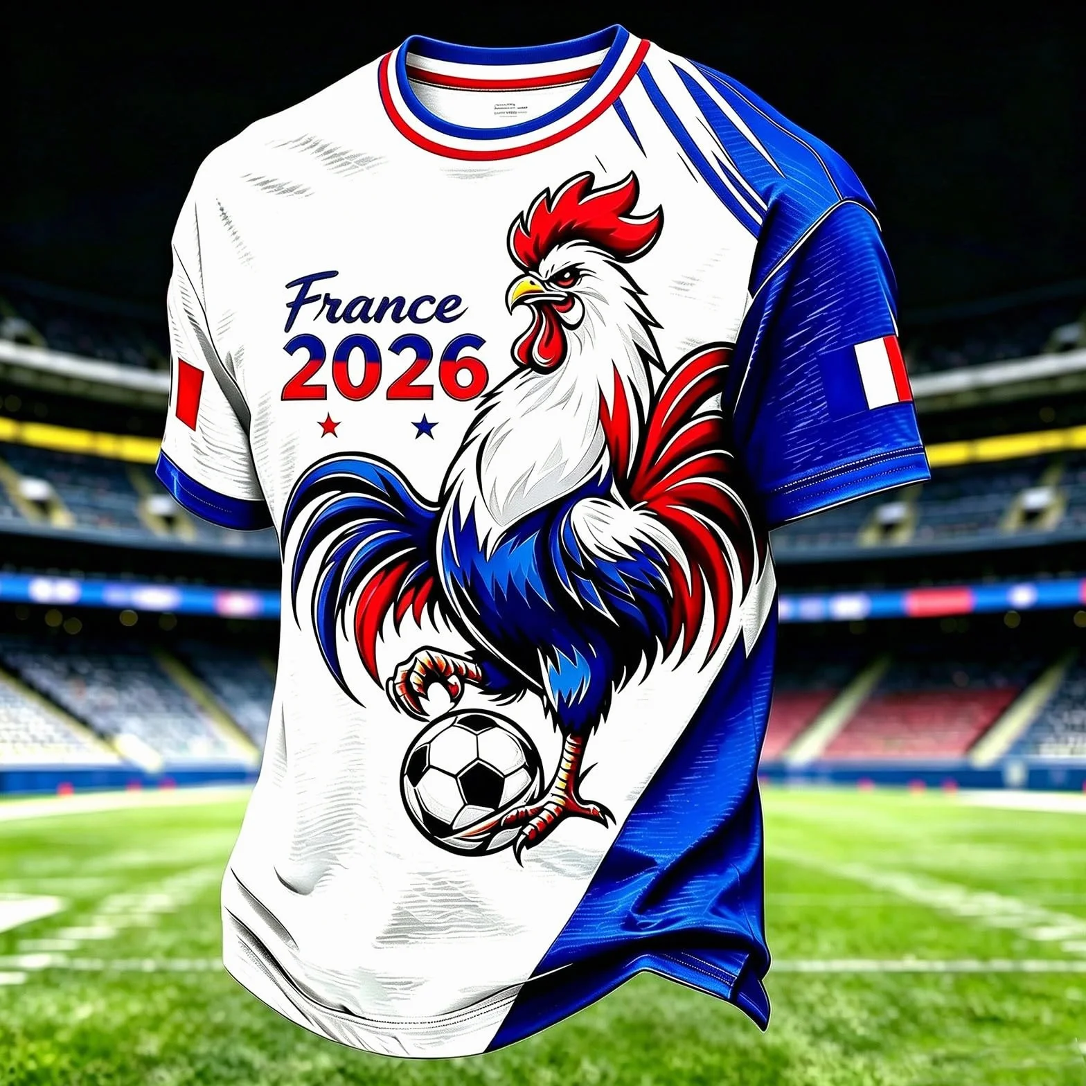 Maillot Femme France 2026, T-Shirt Fan Équipe de France Football