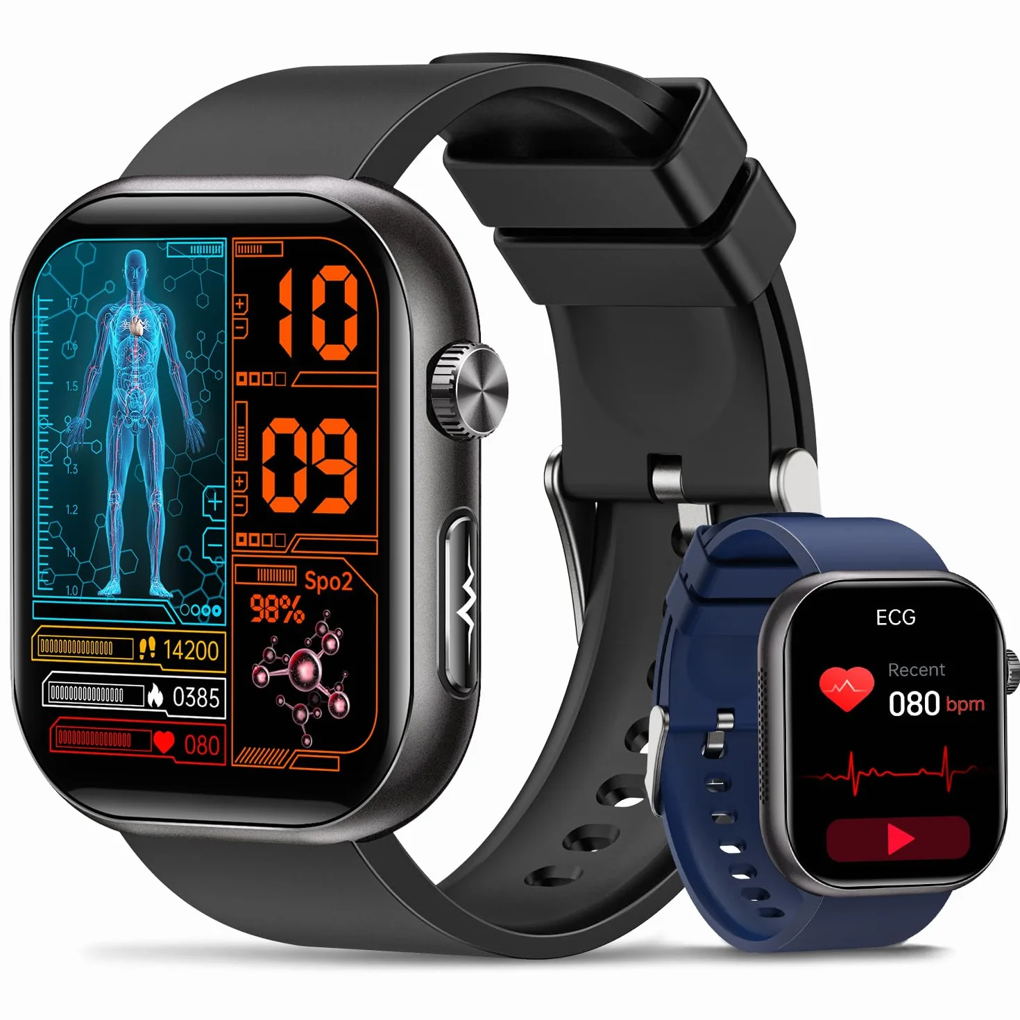 2026 Nouvelle Montre Connectée Homme avec ECG, HRV, 𝐆𝐥𝐲𝐜é𝐦𝐢𝐞, Tension Artérielle, 1,97" AMOLED Montre de Santé avec Suivi 24H la Fréquence Cardiaque, SpO2, Suivi du Sommeil, IMC, iOS Android