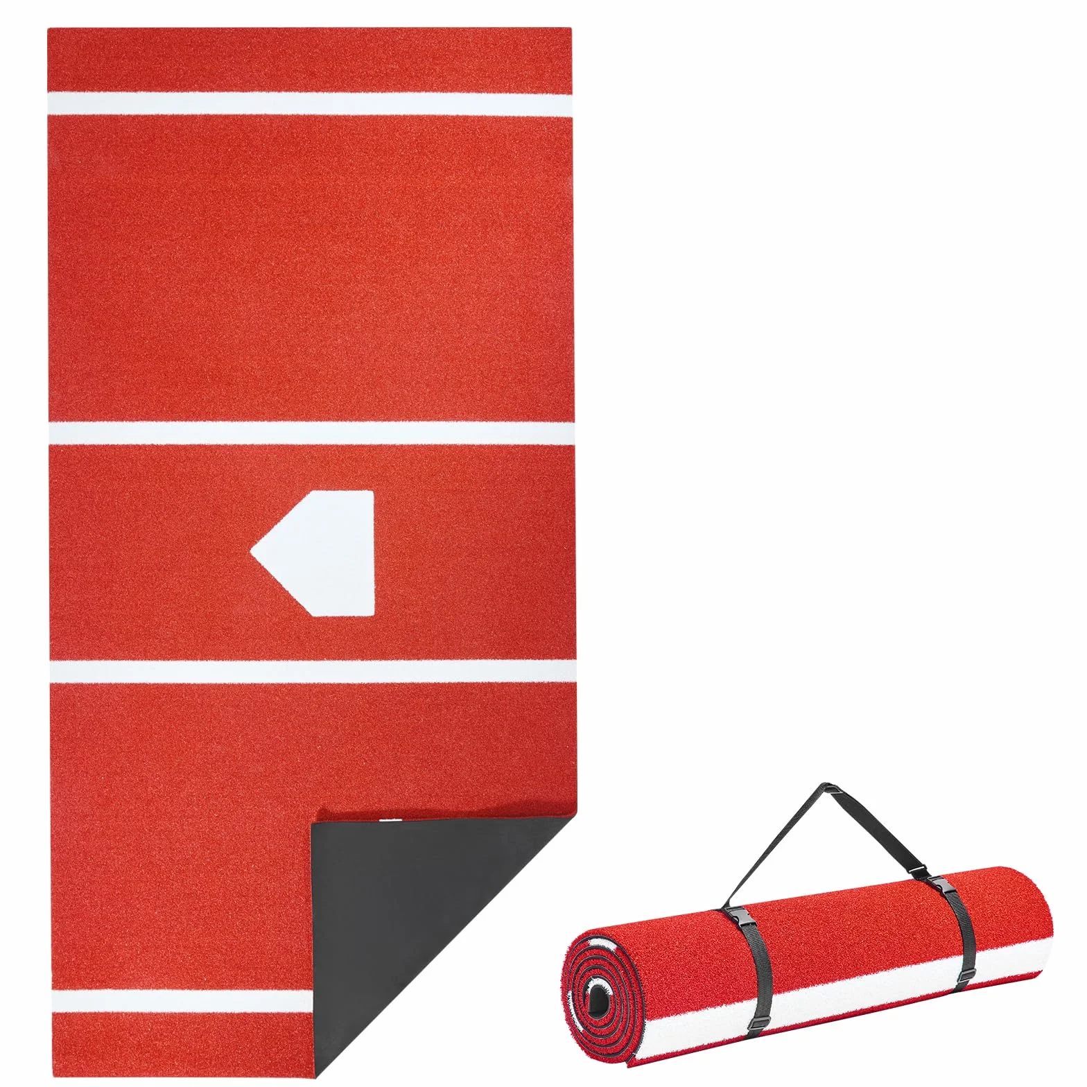 VEVOR Tapis de Frappe Baseball 300x116 cm Gazon Synthétique Anti-décoloration Entraînement Softball Rouge