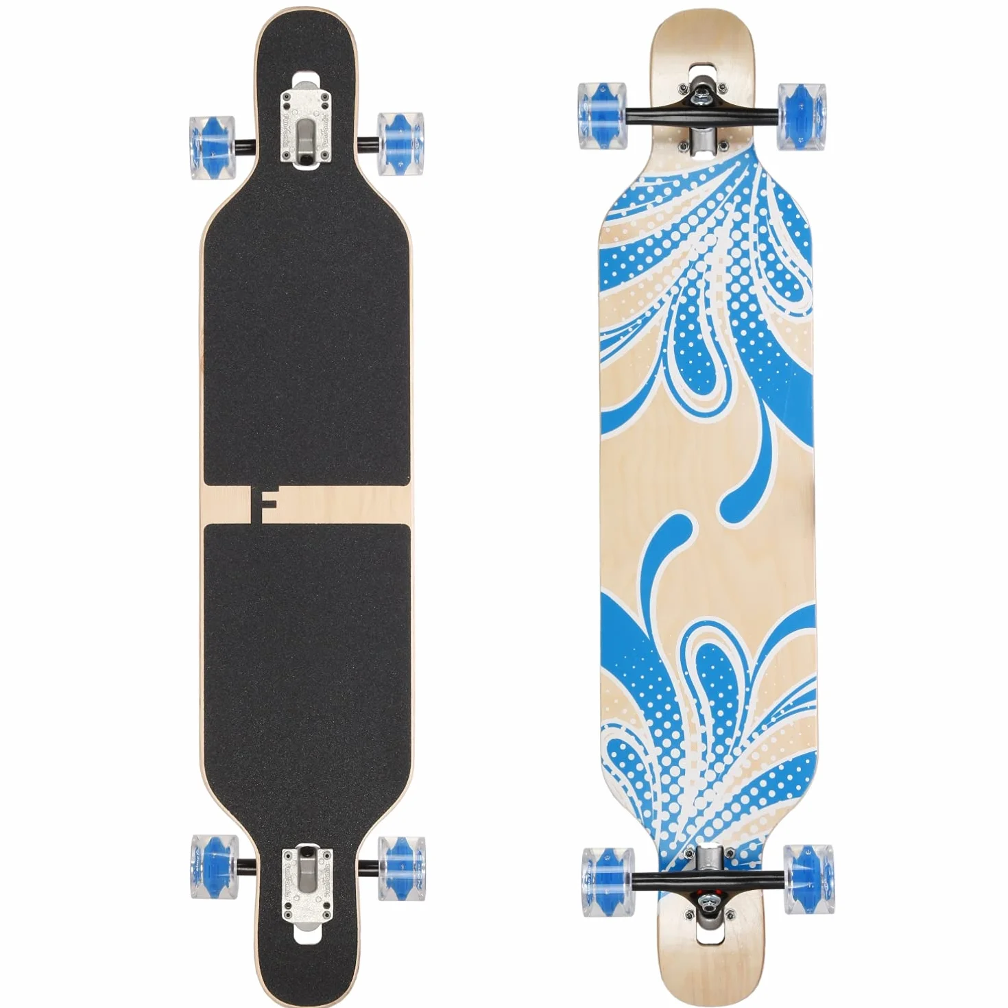 Flex2 Longboard Camber planche à roulettes fleur bleue LED bois d'érable jusqu'à 84 kg