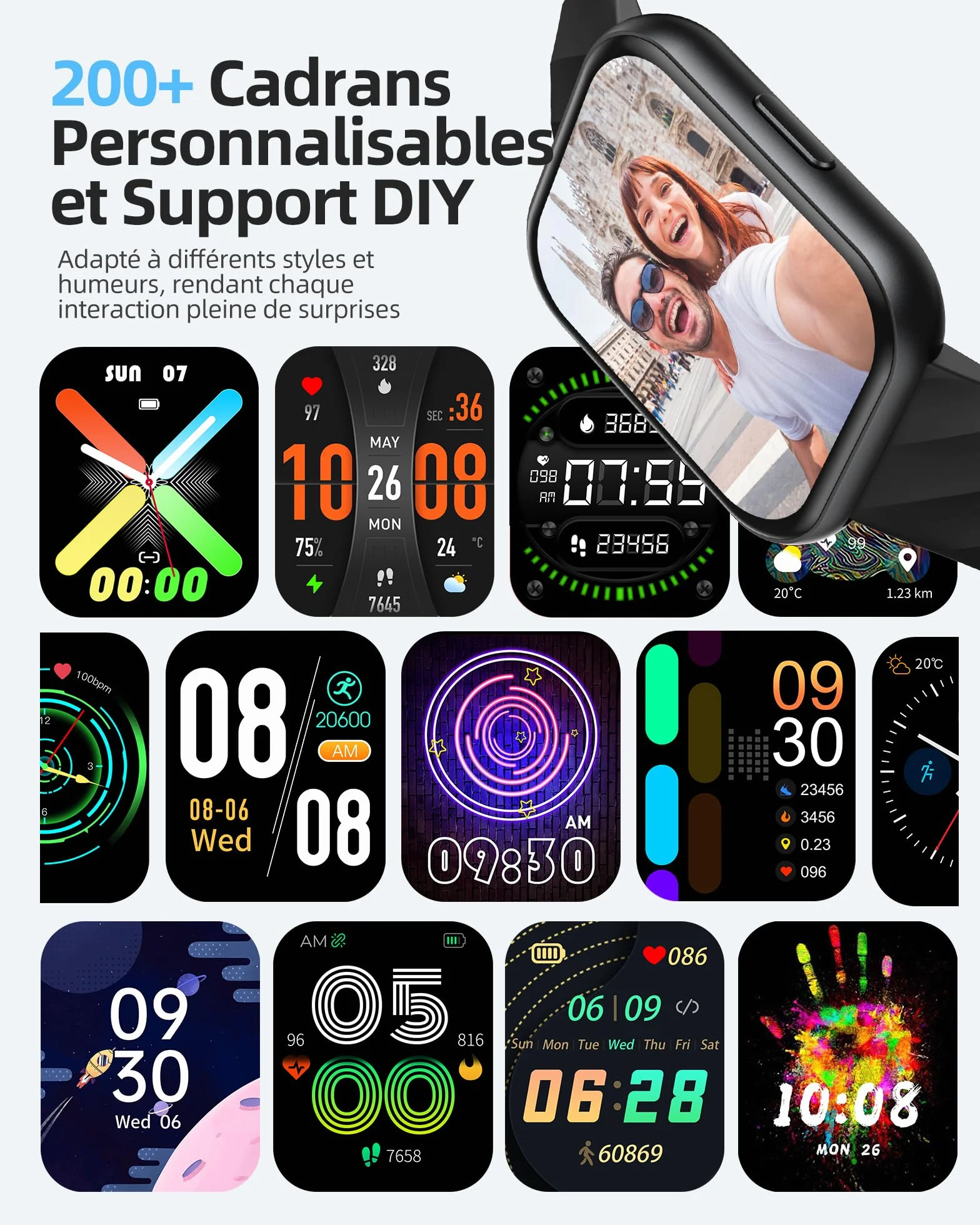 Parsonver Montre Connectée Homme Femme avec 5ATM Étanche, Sport Montre pour Natation, 1,8" HD Smartwatch avec 100+ Sportifs, Sommeil, Fréquence Cardiaque, Montre Connectee pour Android & iPhone, Noir