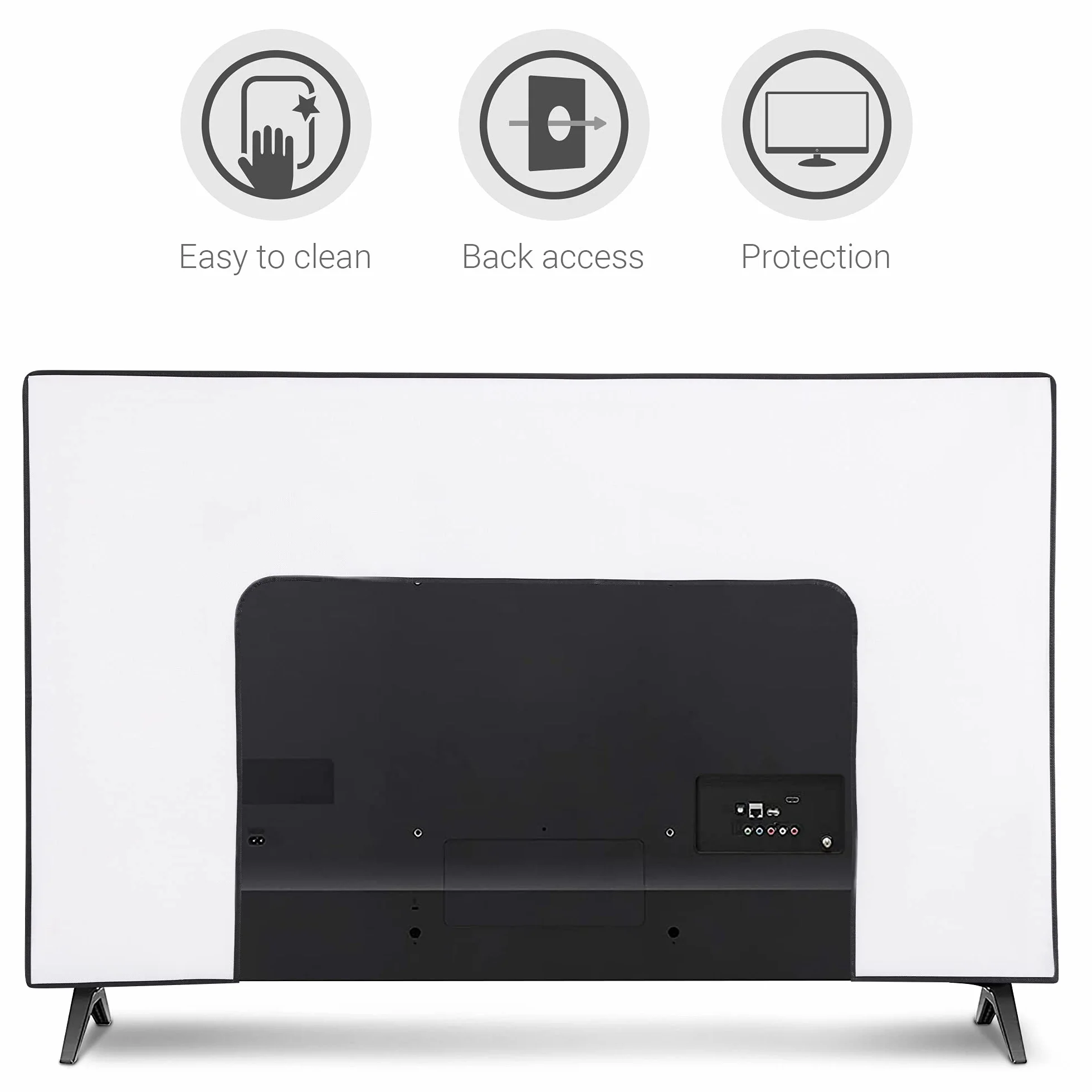 kwmobile Housse écran TV compatible avec 55" TV - Protection d'écran télévision - noir-blanc