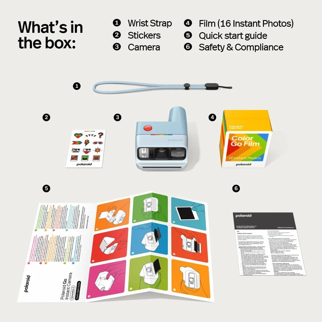 Polaroid - Pack Appareil Photo instantané Go Gen 3 Bleu Clair + Film Couleur Go (16 Photos)