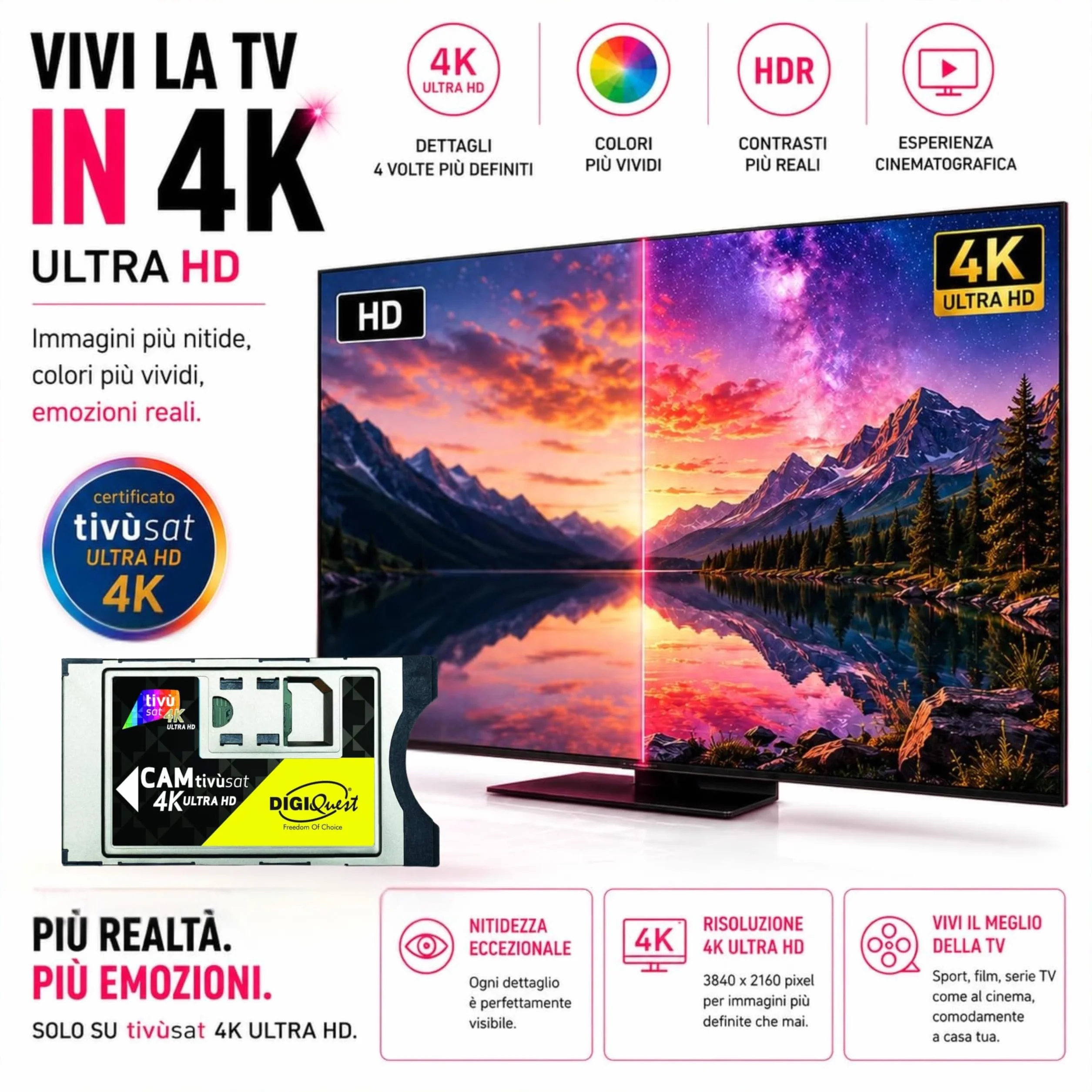 Digiquest CAM Tivùsat 4K Ultra HD - Carte TV Satellite