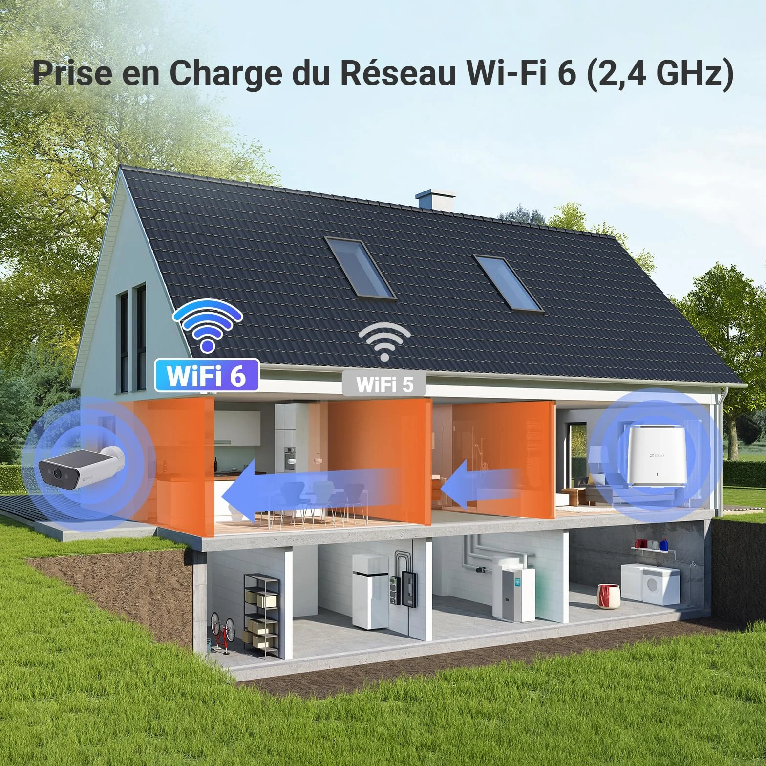 EZVIZ CB5 4K Camera Surveillance WiFi Exterieure sans Fil à Batterie, Camera Solaire Exterieur, Vision Nocturne en Couleure, Détection de Forme Humaine/Véhicule, Défense Active, Étanche IP65, Alexa