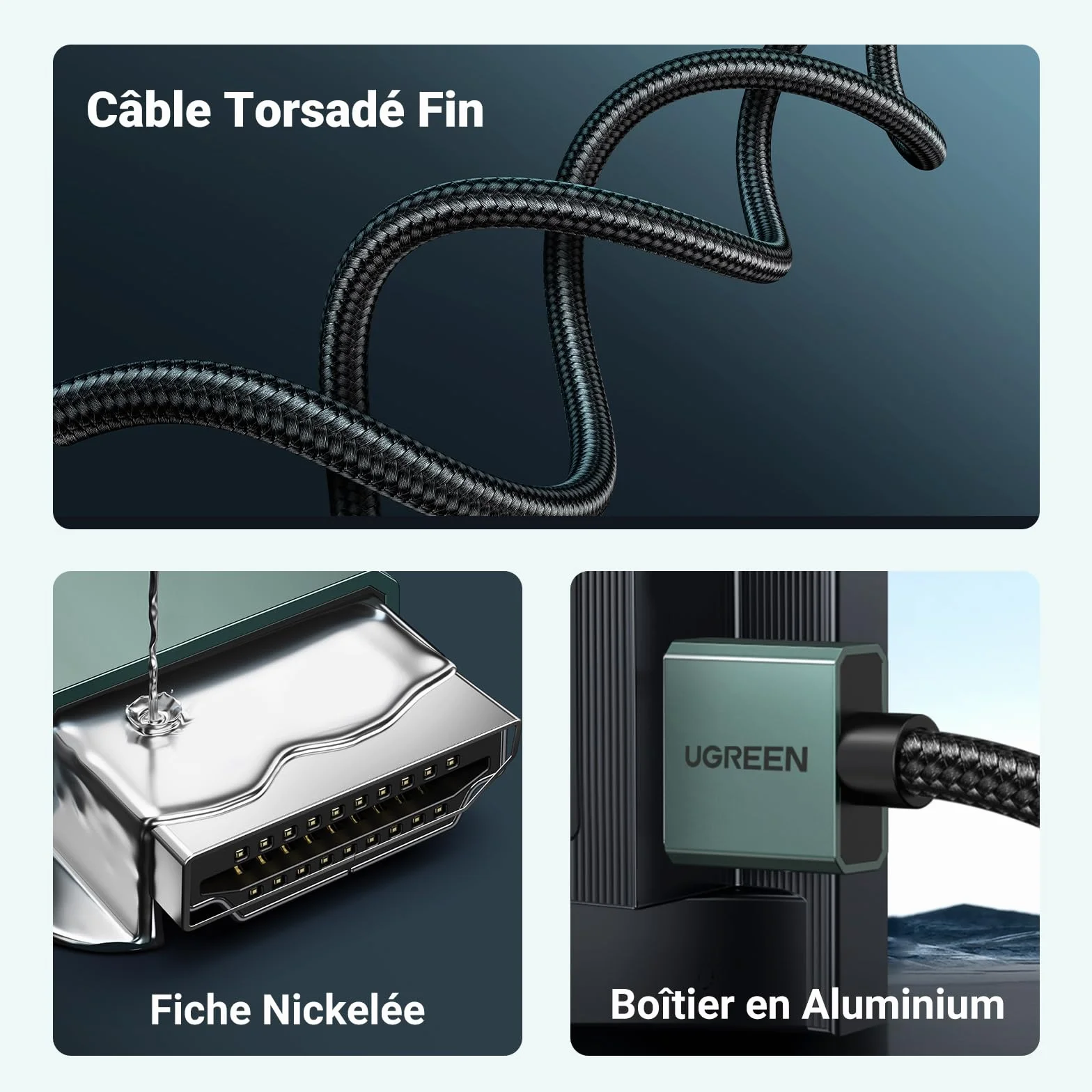 UGREEN Câble HDMI 2.1 Certifié 8K 60Hz 4K 240Hz 48Gbps Aluminium 2M