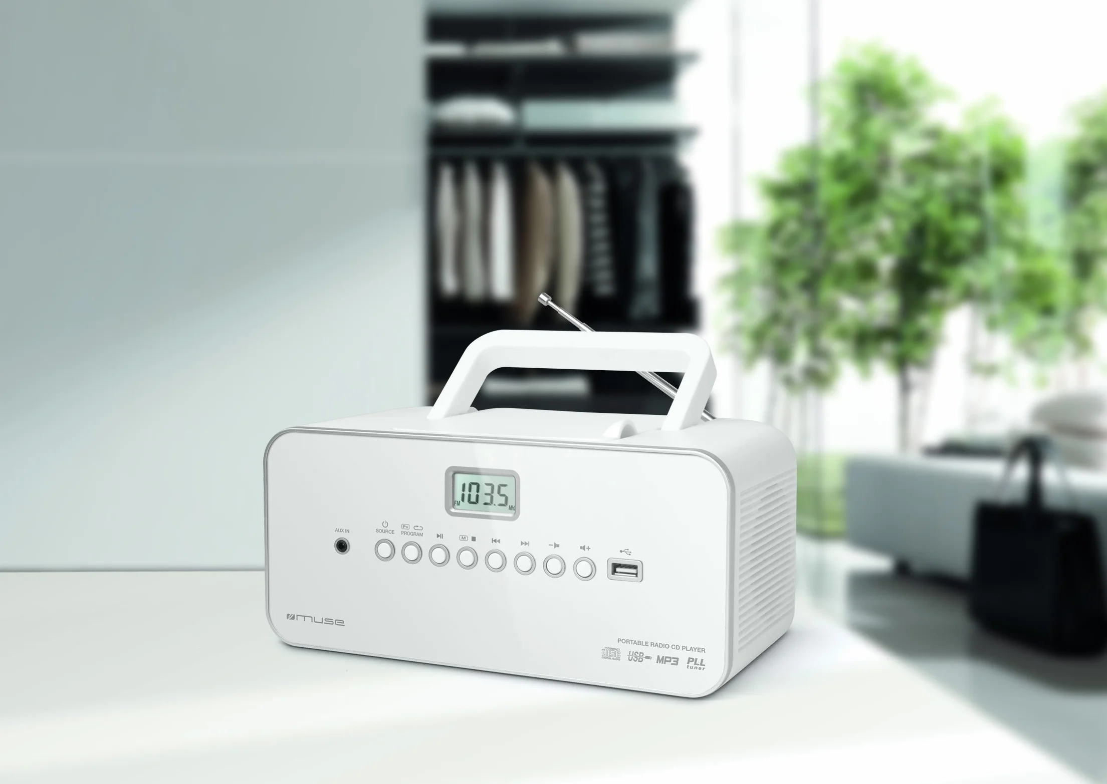 Muse M-28 RDW Radio Lecteur CD MP3 USB Portable Blanc