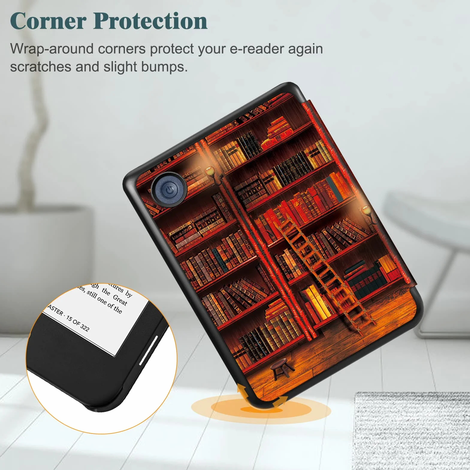 FINTIE Étui Compatible avec 6” Kobo Clara Colour/BW 2024 et Kobo Clara 2E 2022 - Housse Fine et Légère Coque Fermeture Magnétique, Bibliothèque