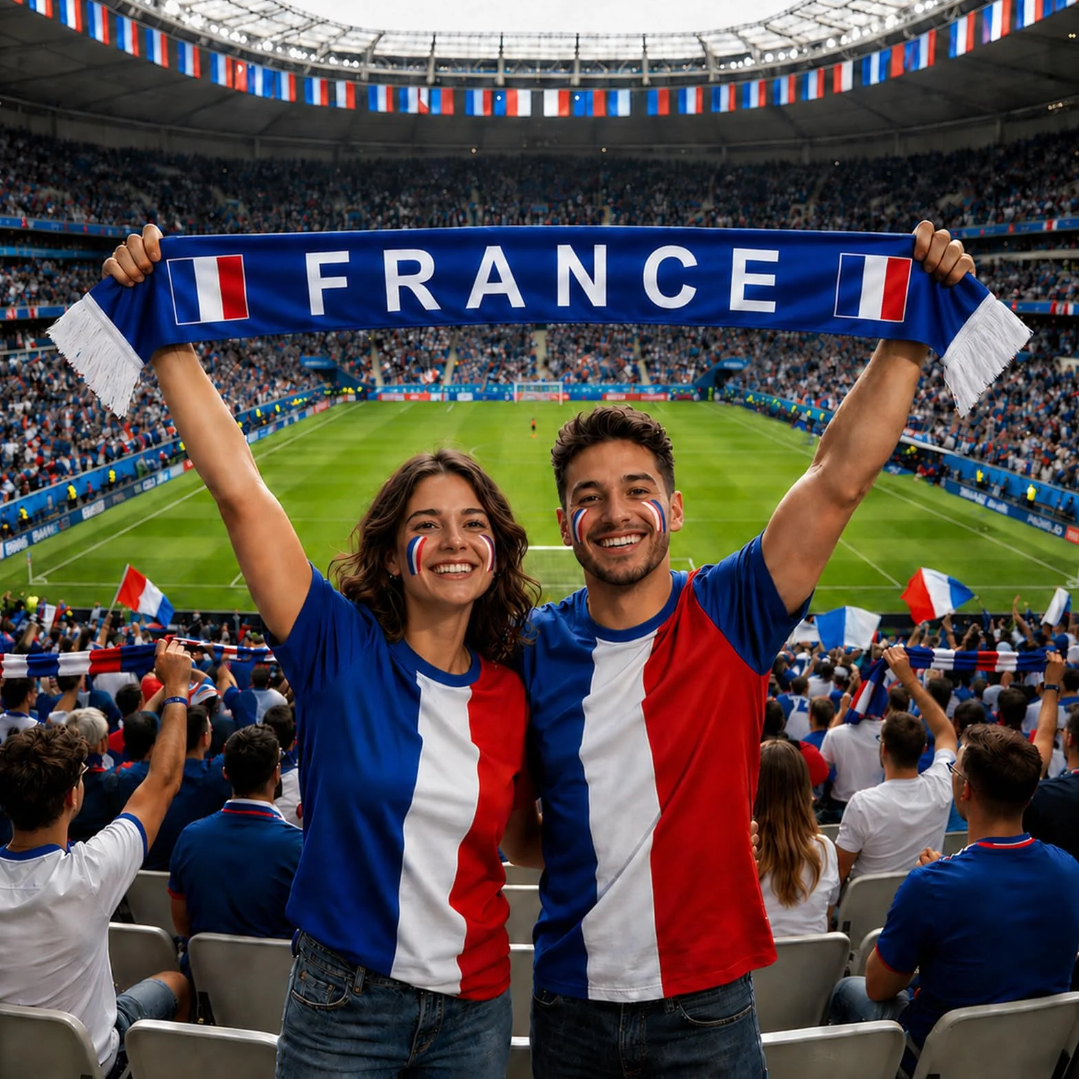 Écharpe de Supporter France 136x15 cm - Écharpe de Foot Couleurs Bleu/Blanc - Accessoire Fan Coupe du Monde 2026