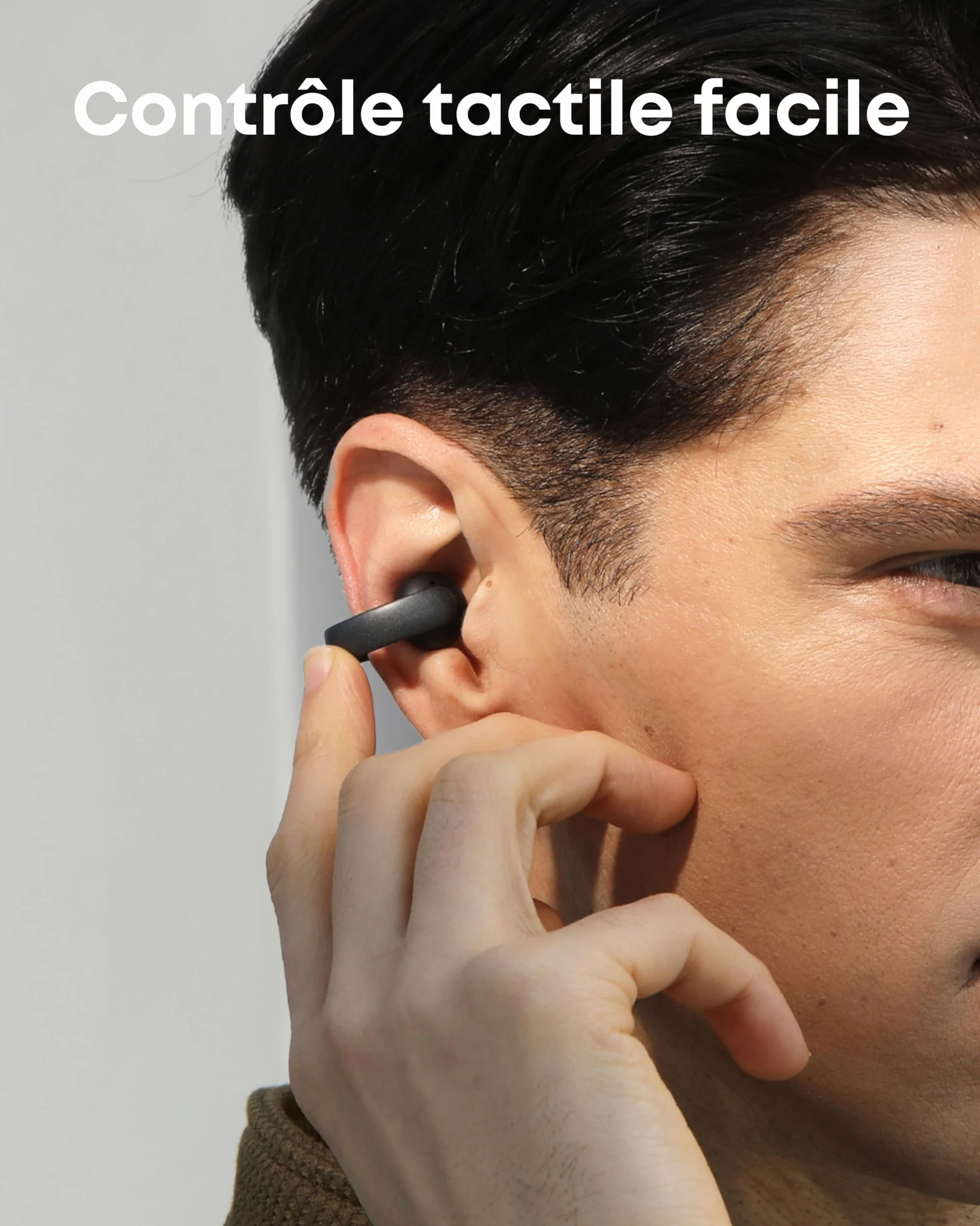 soundcore AeroClip by Anker, écouteurs Oreilles Libres à Clip, Confort adaptatif, appels clairs avec 4 micros et IA, Stables, Haut-parleurs de 12 mm, Design en Anneau Ouvert