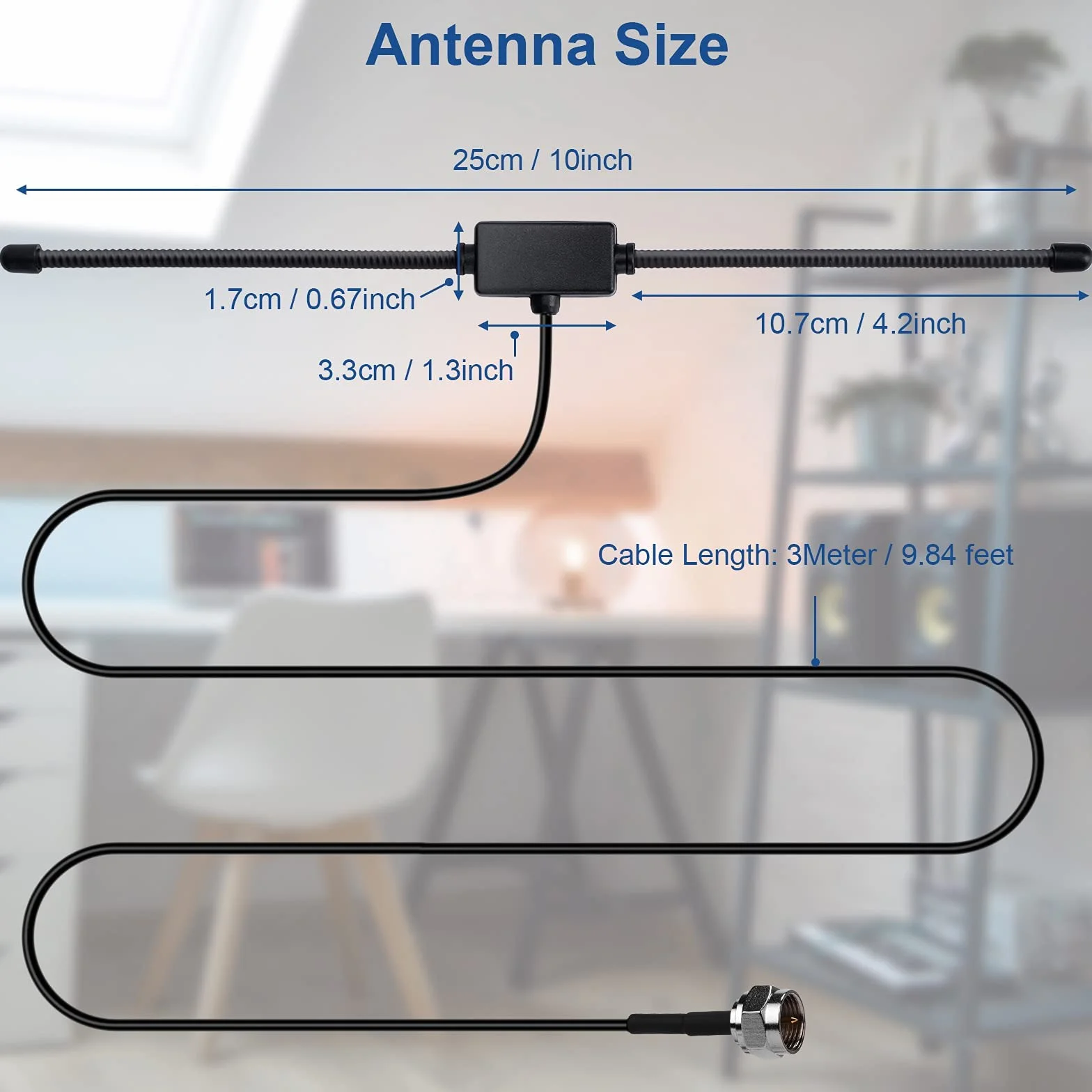 Antenne Radio FM Antenne Dipôle 75 Ohm avec Connecteur de Type F Câble d'extension 3M pour Système de Musique Récepteur Stéréo Domestique AV Audio Vidéo Récepteur de Cinéma Maison