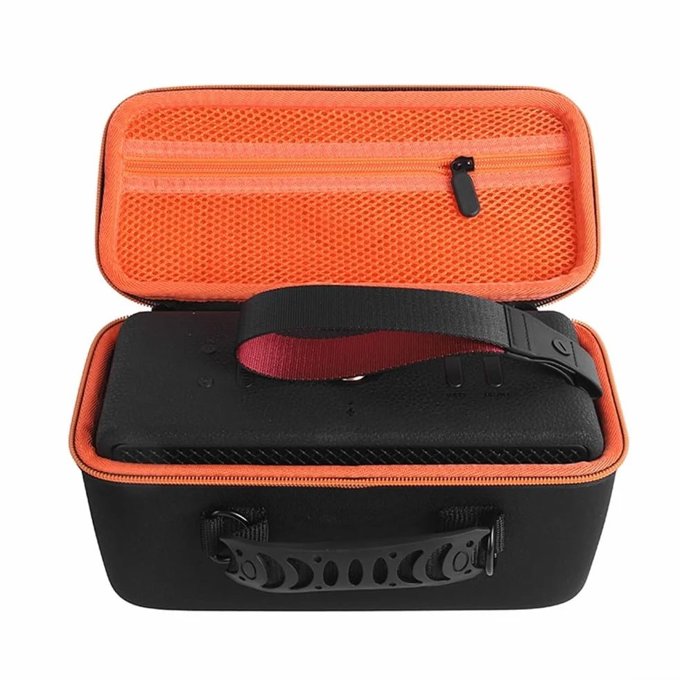Étui de rangement en EVA avec fermeture éclair sécurisée pour protection contre les chocs pour haut-parleur Marshall Middleton II étanche pour une utilisation en extérieur (noir + orange)