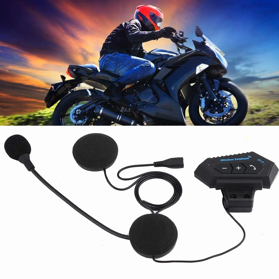 Intercom Moto, BT12 V5.0 + EDR/CSR Casque Bluetooth de Moto, Casques Bluetooth Haut-parleurs Soutien Appels Mains Libres