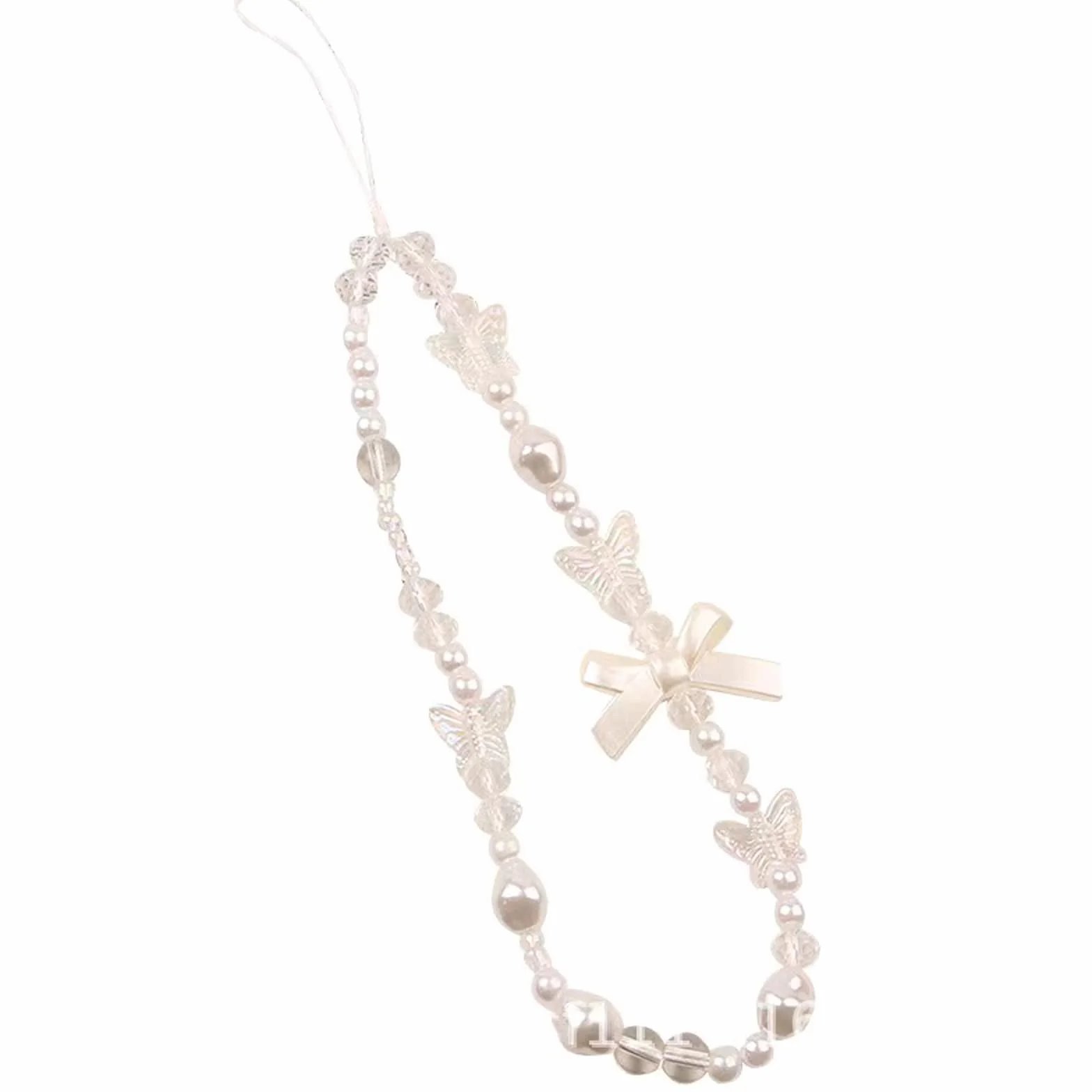 Lanière de Téléphone en Perles Rose, Chaîne Anti-Perte Cordon Portable