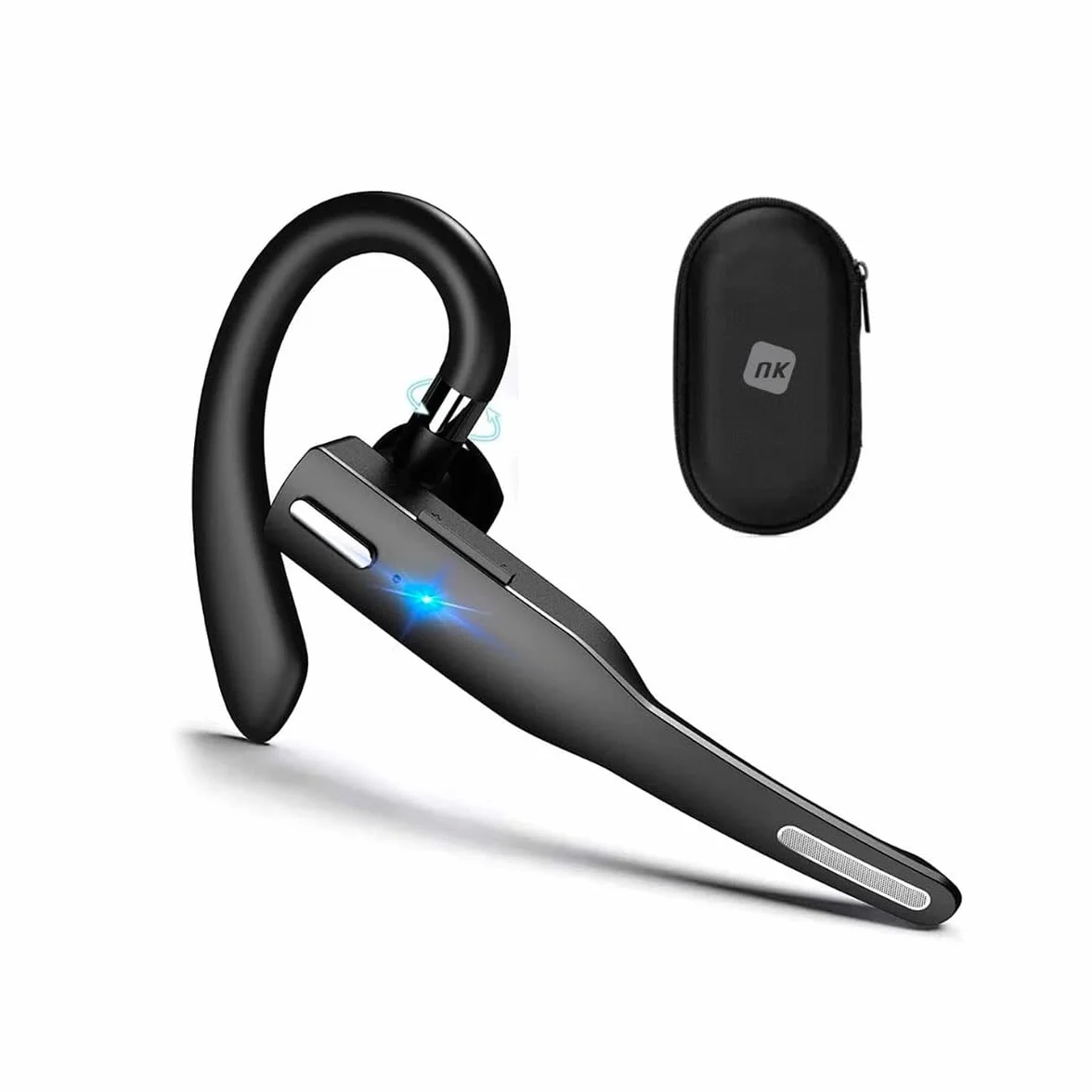 NK Casque d'écoute sans Fil avec Bluetooth 5.0 - Casque d'écoute avec kit Mains Libres, Microphone, Capture de la Voix Claire, Batterie de 100 mAh, étui de Transport Inclus - Iphone & Android