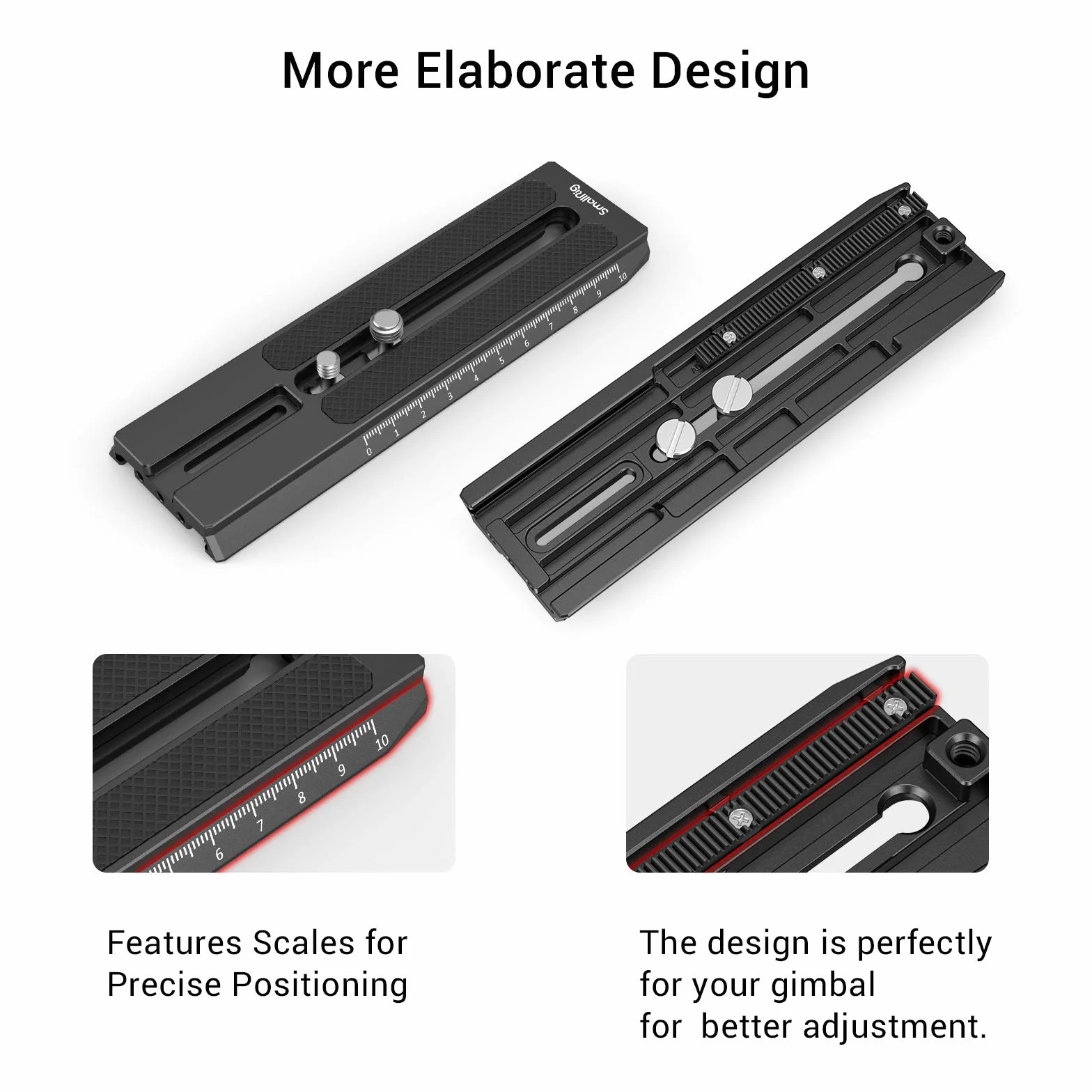 SMALLRIG Long Quick Release Plate pour DJI RS 4 / RS 4 Pro/RS 3 / RS 3 Pro/RS 2 et Ronin S - 3031B