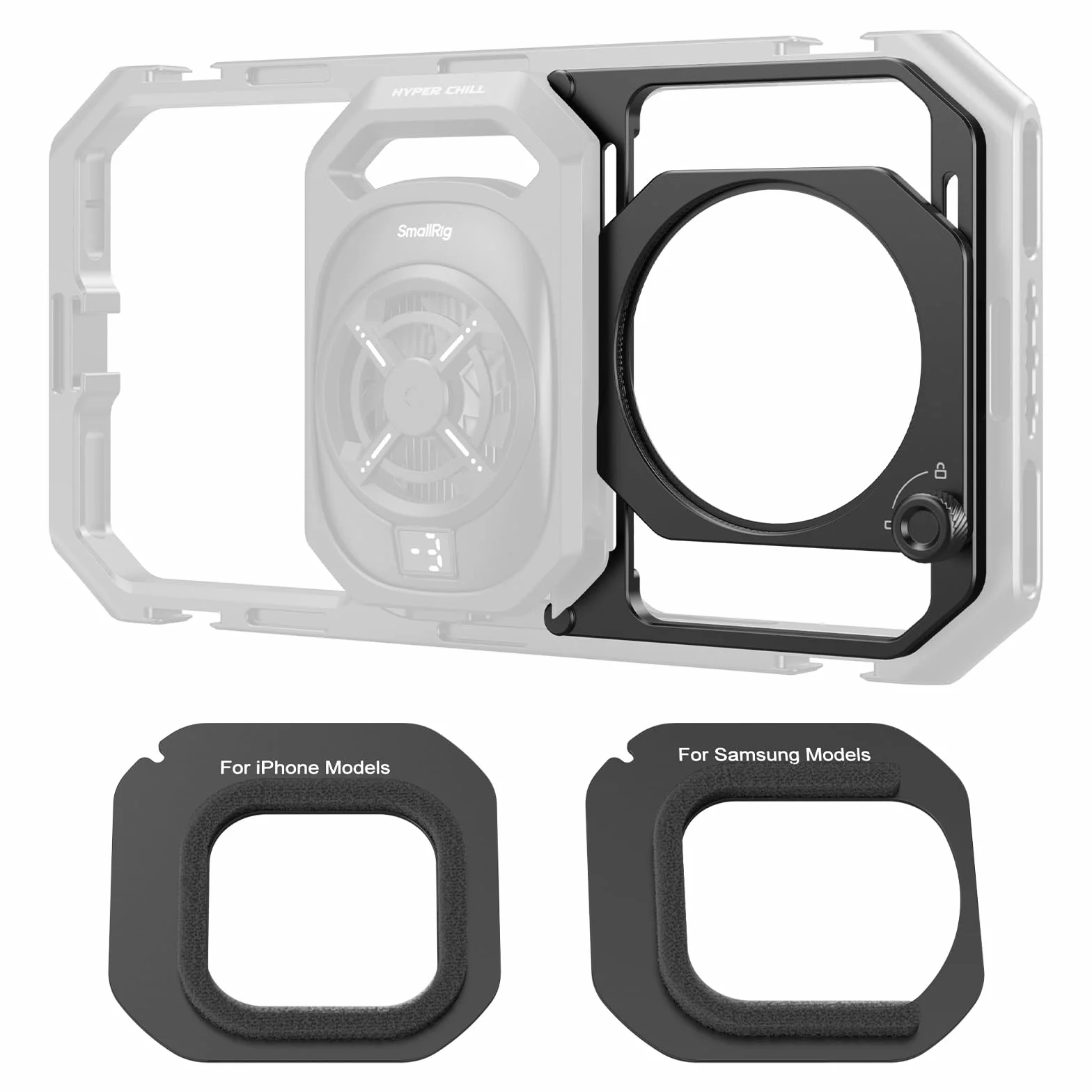 SMALLRIG Adaptateur de Filtre 67 mm avec Pare-Soleil Amovibles pour Cage de Téléphone Universelle 4704/4597/5275/5276/4299B, pour iPhone, pour Samsung et Smartphones - 5277
