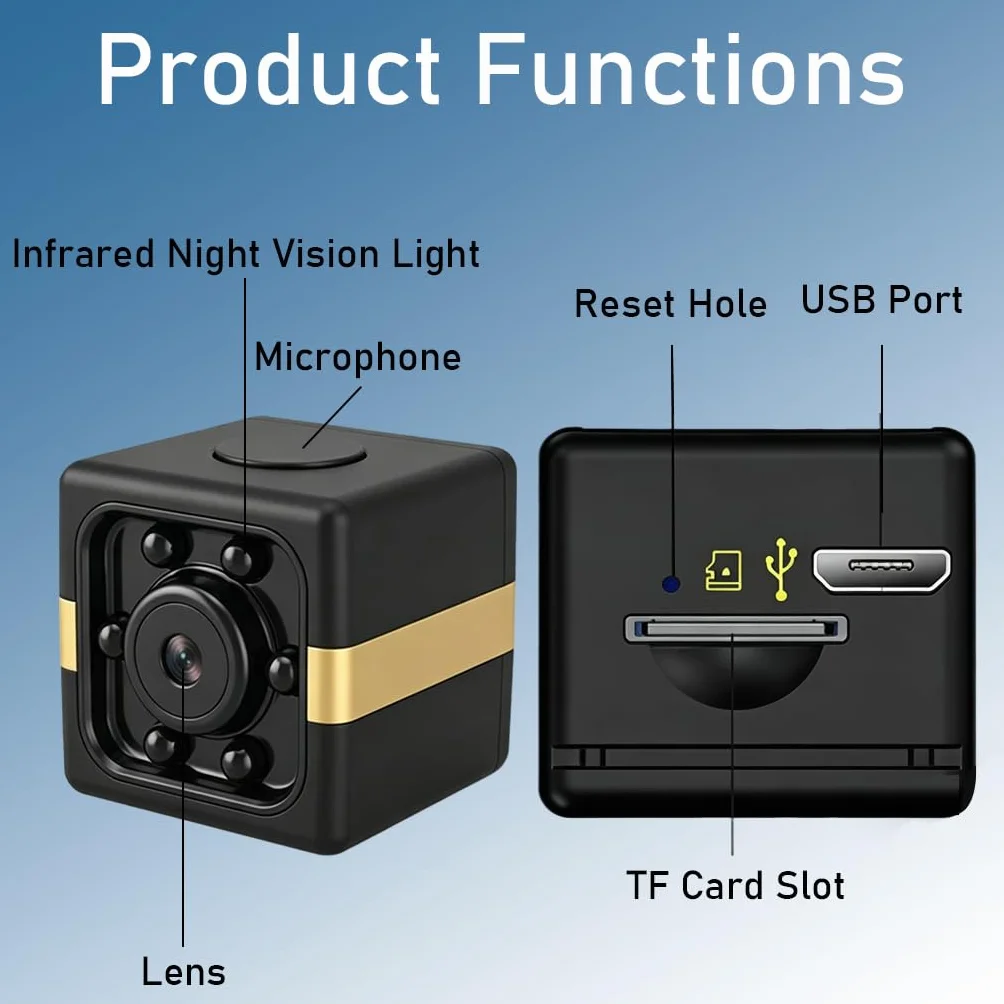 Mini Caméra Espion sans Fil 1080P, Micro Camera de Surveillance Spy Cam Discrète Invisible avec Détection de Mouvement et Vision Nocturne, Camera Cachée pour Maison, sans Internet Noir