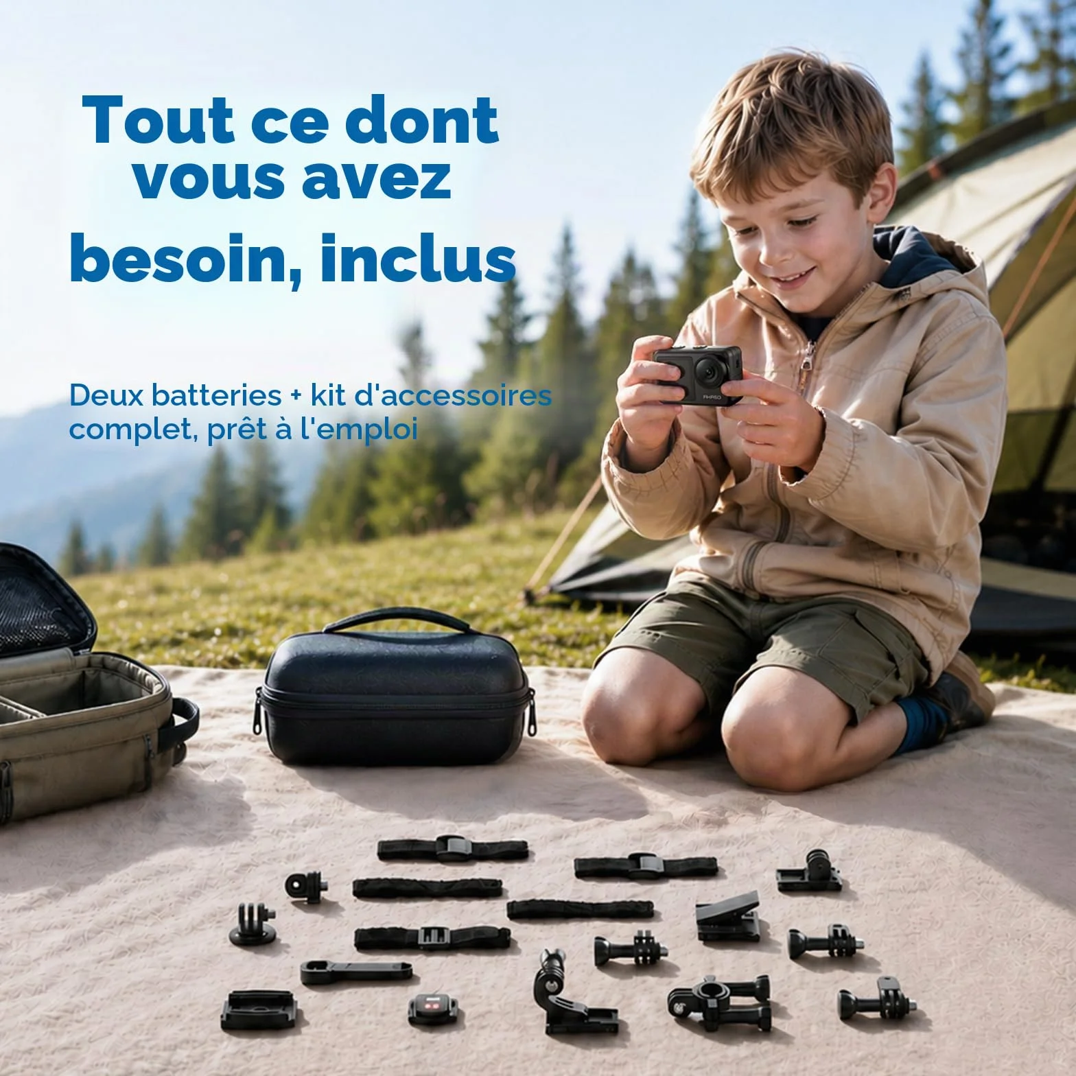 AKASO Brave 7 Caméra Sport 4k 30FPS 20MP WiFi 40M Plongée Écran Tactile IPX7 EIS 2.0 Double Écran 128 Go