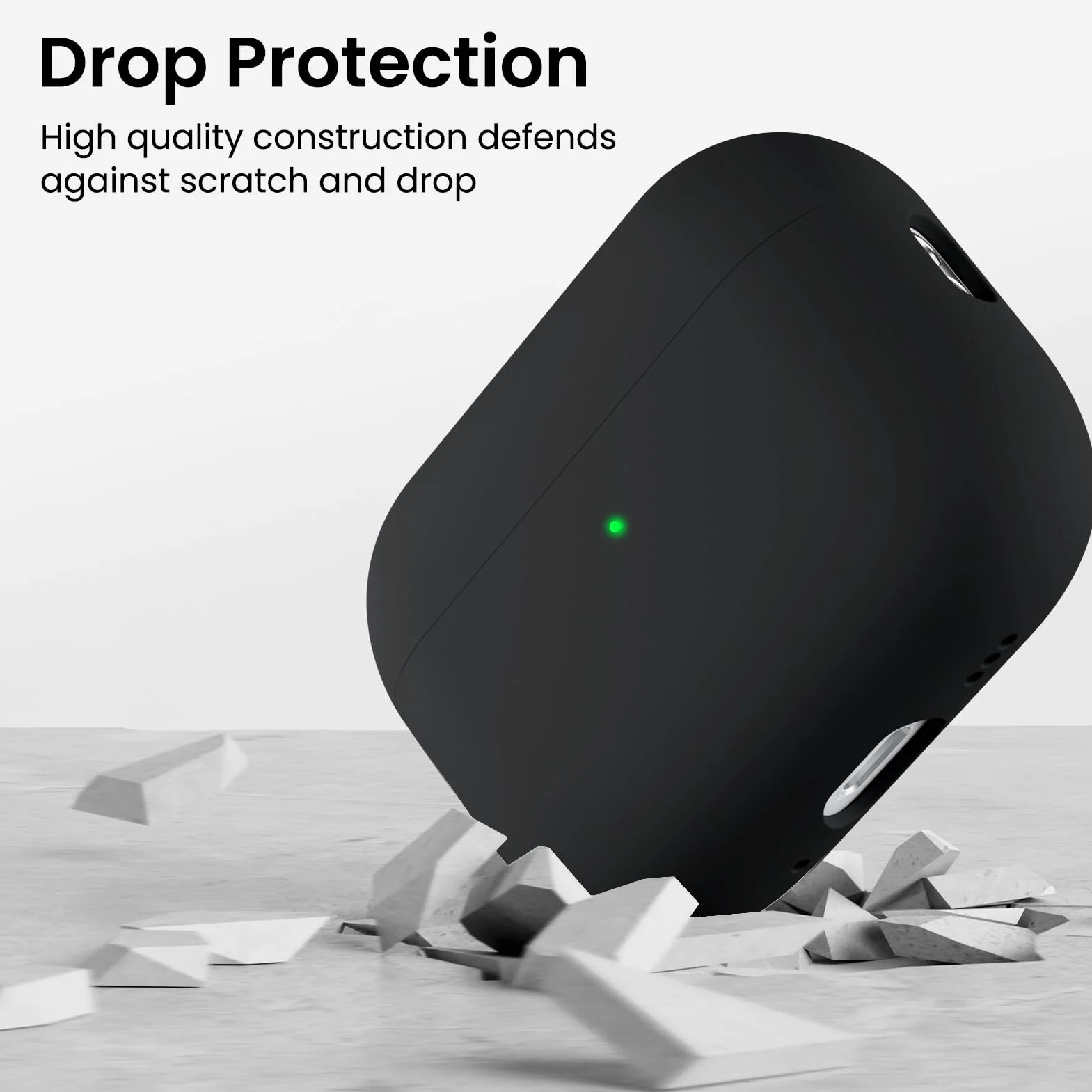 ORNARTO Coque pour AirPods Pro 3 (2025) – Étui à 2 Parties Séparées en Silicone avec Structure à 2 Couches (Intérieur PC Dur), Protection Antichoc, Lanière et Outil de Démontage, Noir