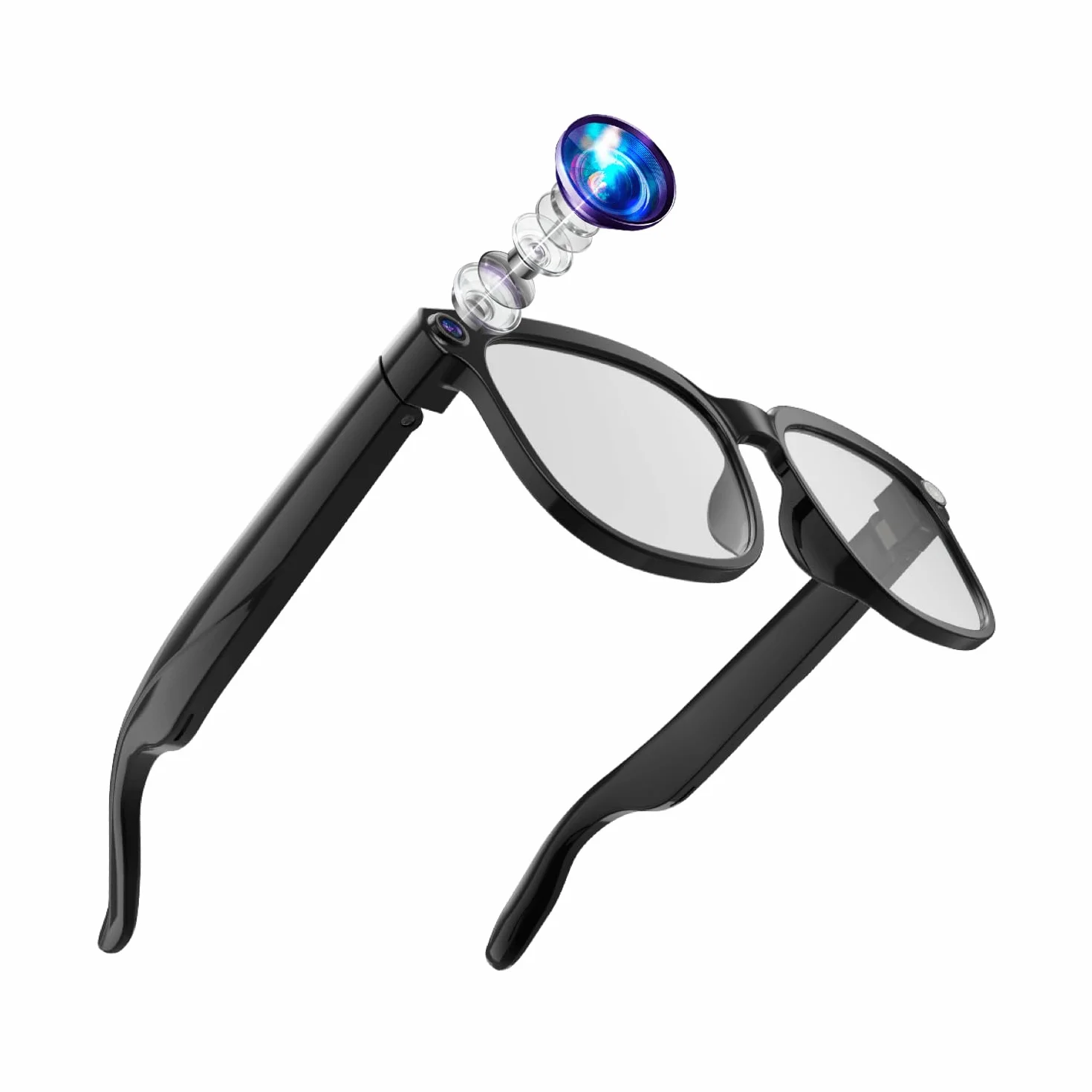 Lunettes intelligentes AI 32 Go avec caméra HD 4K, Lunettes avec caméra Anti-tremblement 8 MP, Prise en Charge de l'enregistrement vidéo, Traduction en Temps réel, Verres photochromiques