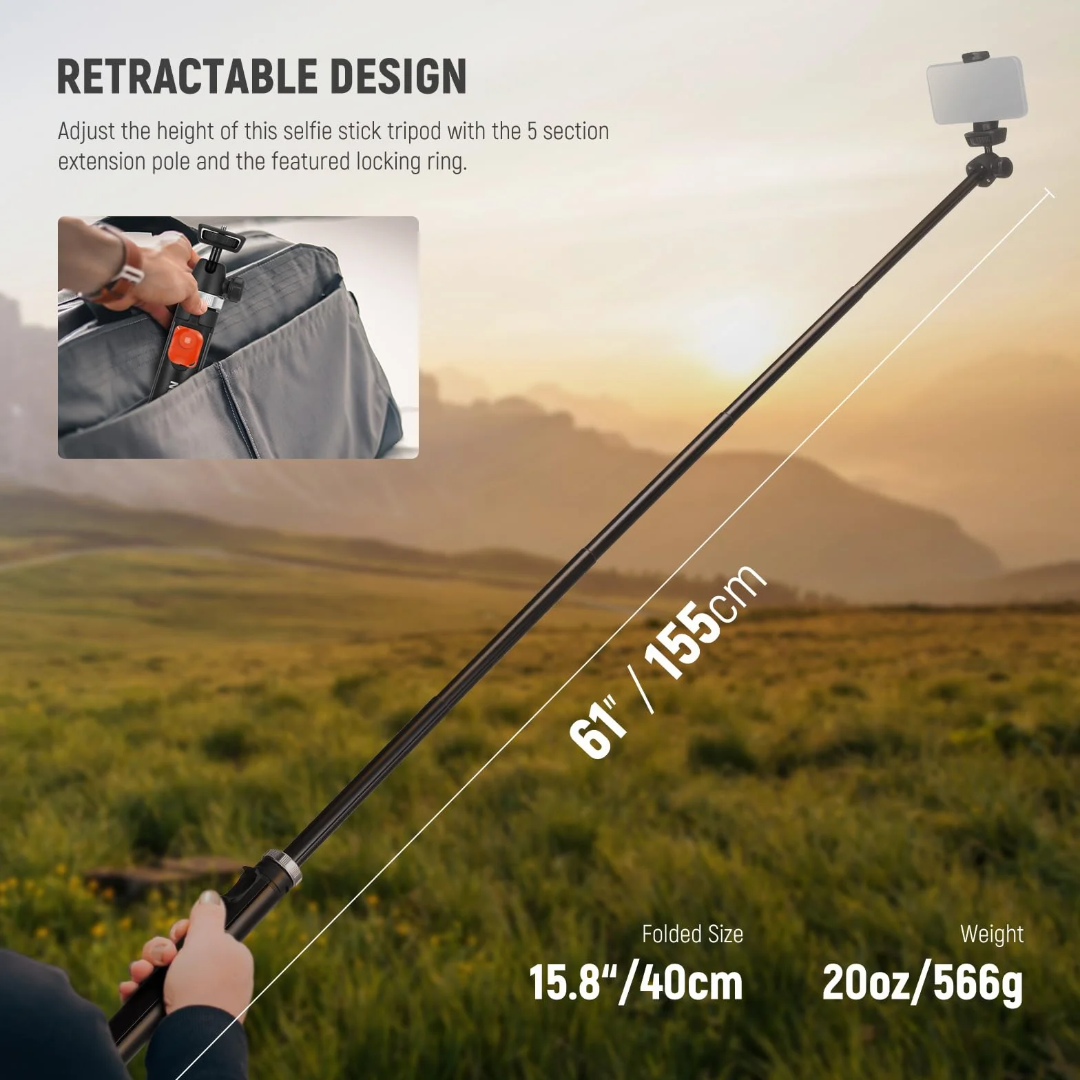 NEEWER Trépied Téléphone Portable & Appareil Photo avec Télécommande, 165,5cm Perche Selfie Métal Trépied Voyage Vlog pour iPhone avec Support Téléphone, pour Canon Sony GoPro, TS05