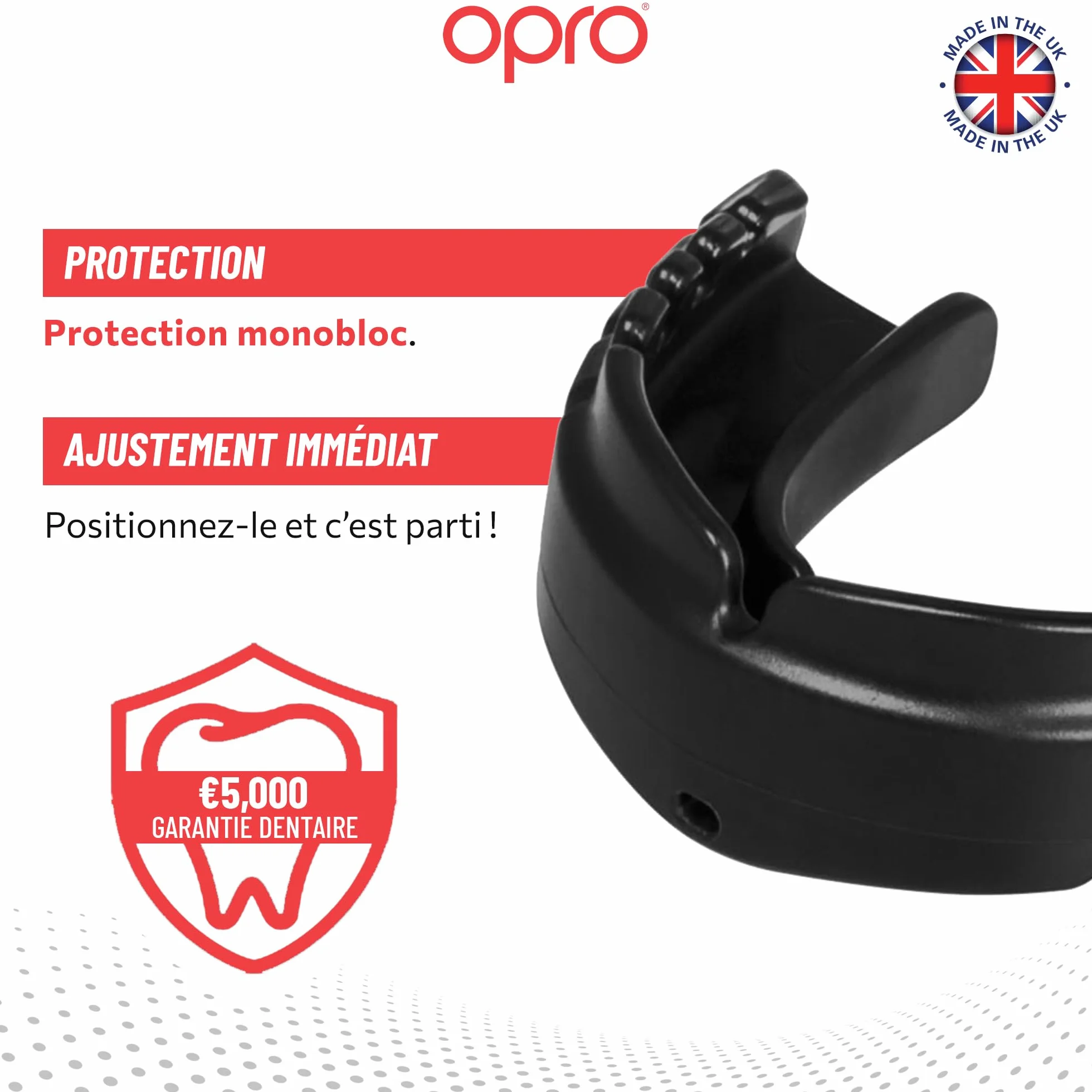 OPRO Protège-Dents pour Appareil Dentaire Snap-Fit Ajustement Immédiat Boxe MMA Rugby Hockey Adultes Enfants Antichoc