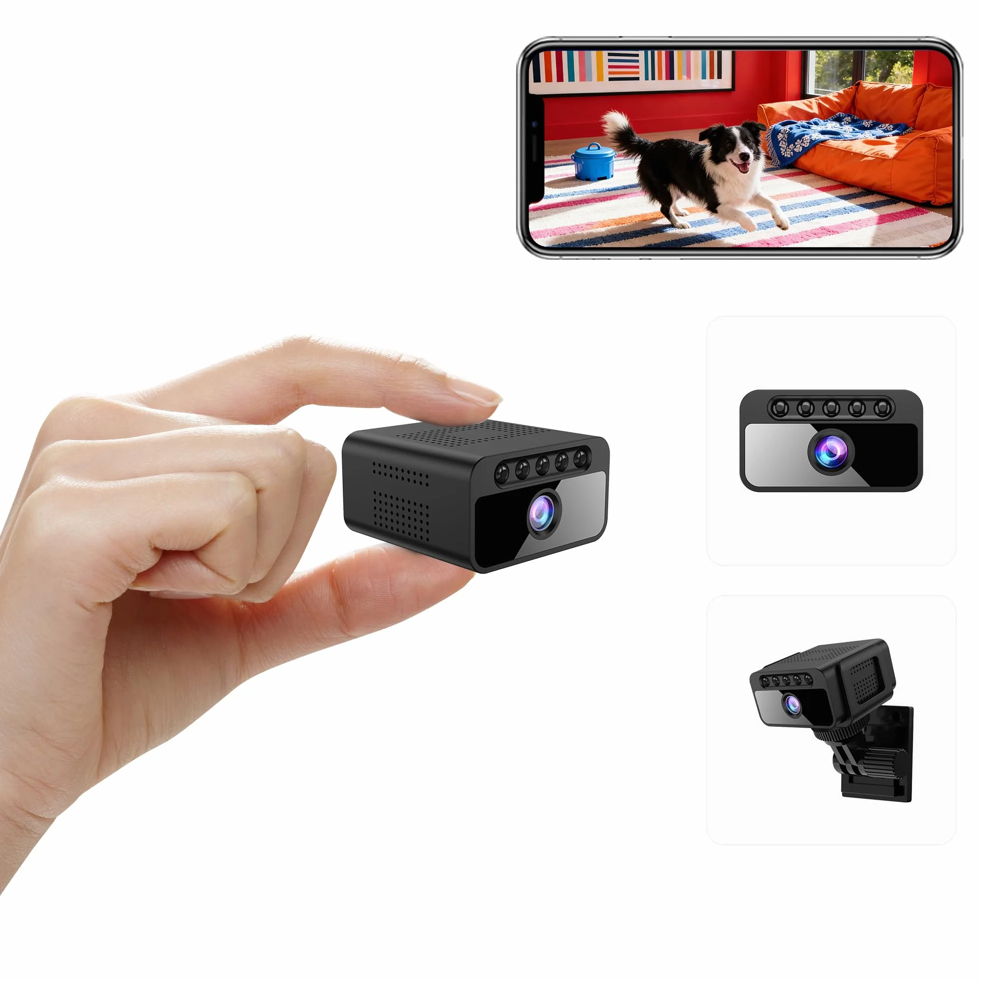 AOBOCAM Caméra Espion WiFi 4K avec Cloud Surveillance Intérieure sans Fil Vision Nocturne Grand Angle 150° Détection de Mouvement IA Mini Caméra de Sécurité