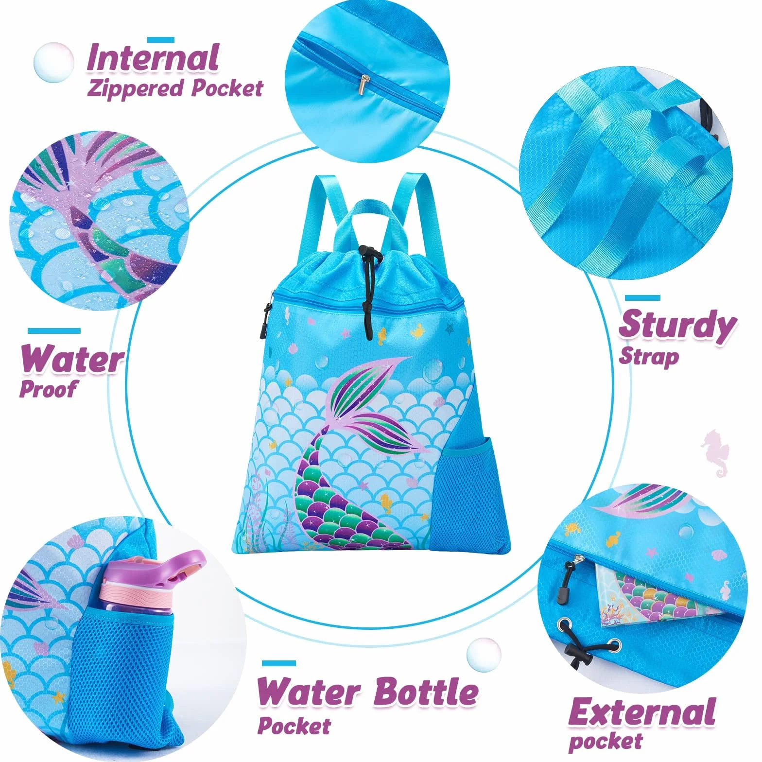 WAWSAM Sac à Dos Cordon Enfant Imperméable Sac de Gym