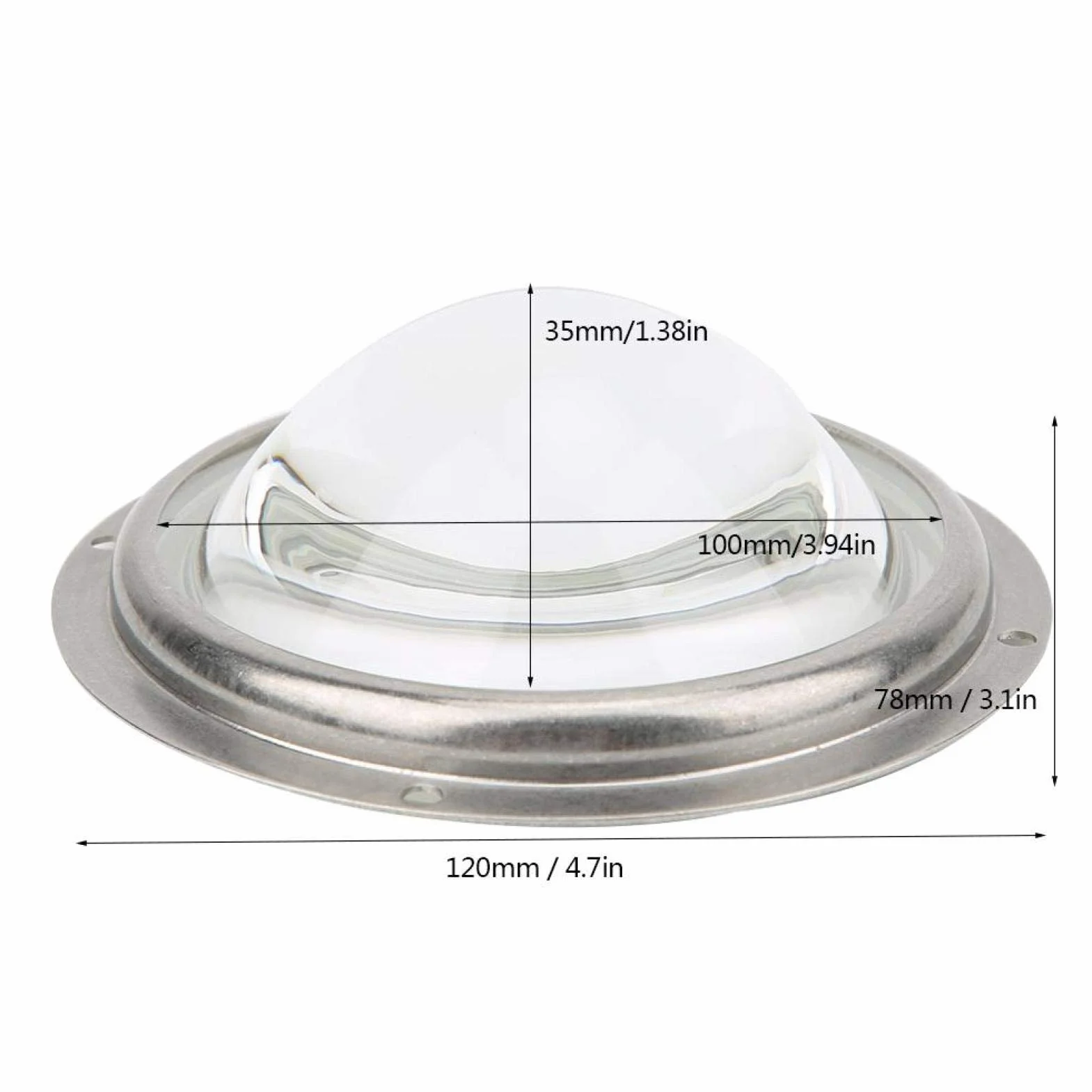 Condensateur LED Plano Convexe Lentille en Verre 100mm avec Support Fixe pour LED de 20W à 200W