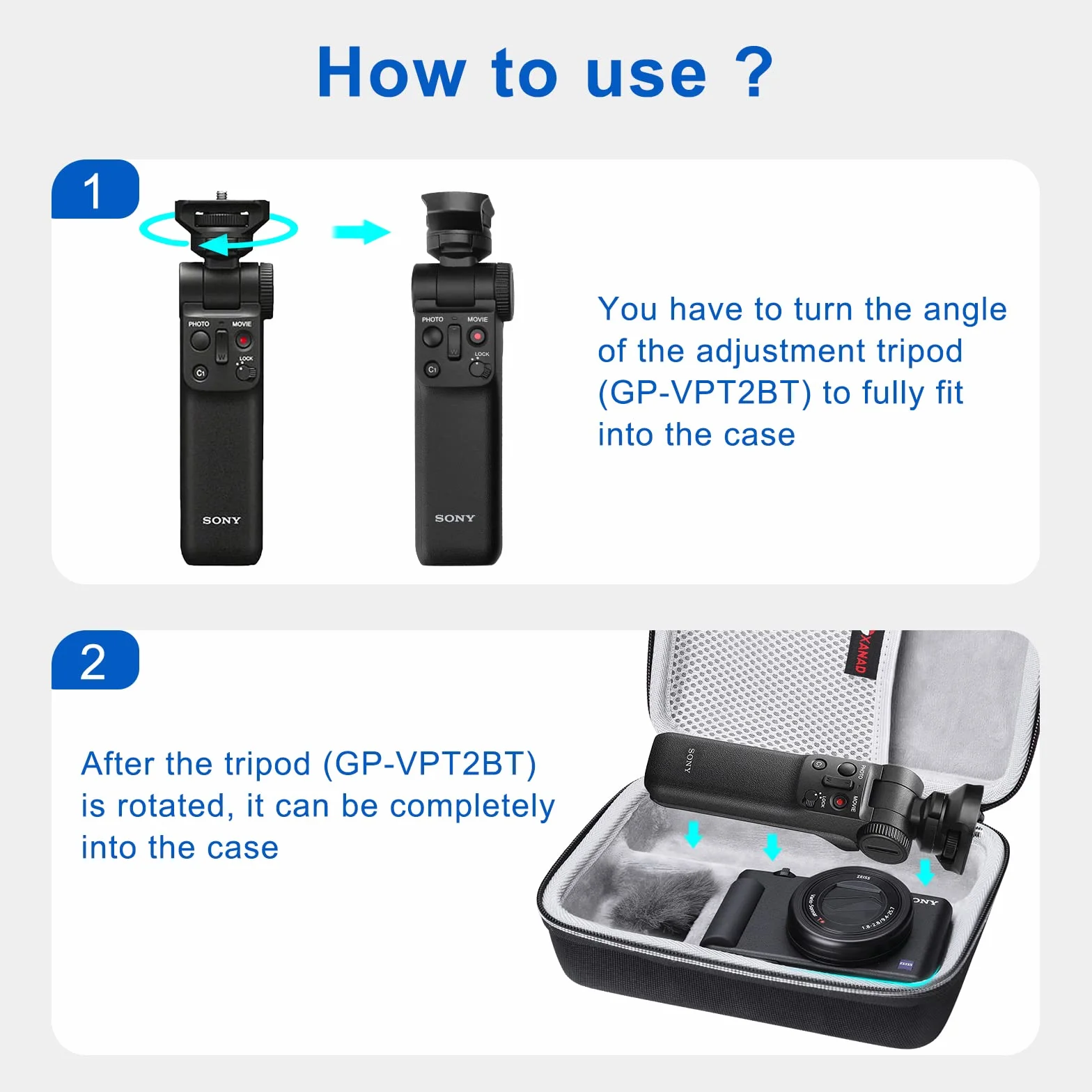 XANAD Étui de Protection pour Sony ZV1 ZV-1F ZV1 II Appareil Vlog Caméra, Coque Housse avec Bandoulière et Filet de Rangement pour Voyage Photographie Vlogging（Gris）