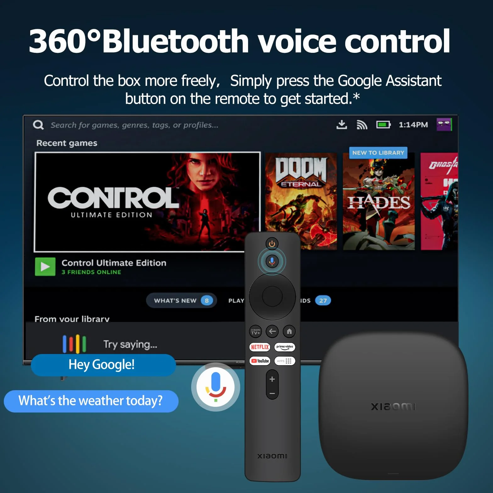 Xiaomi Mi TV Box S 3nd Gen, 2GB RAM + 32GB ROM, Reproductrice Streaming en 4K Ultra HD, Bluetooth, Wi-FI, 3ème Génération, Noir