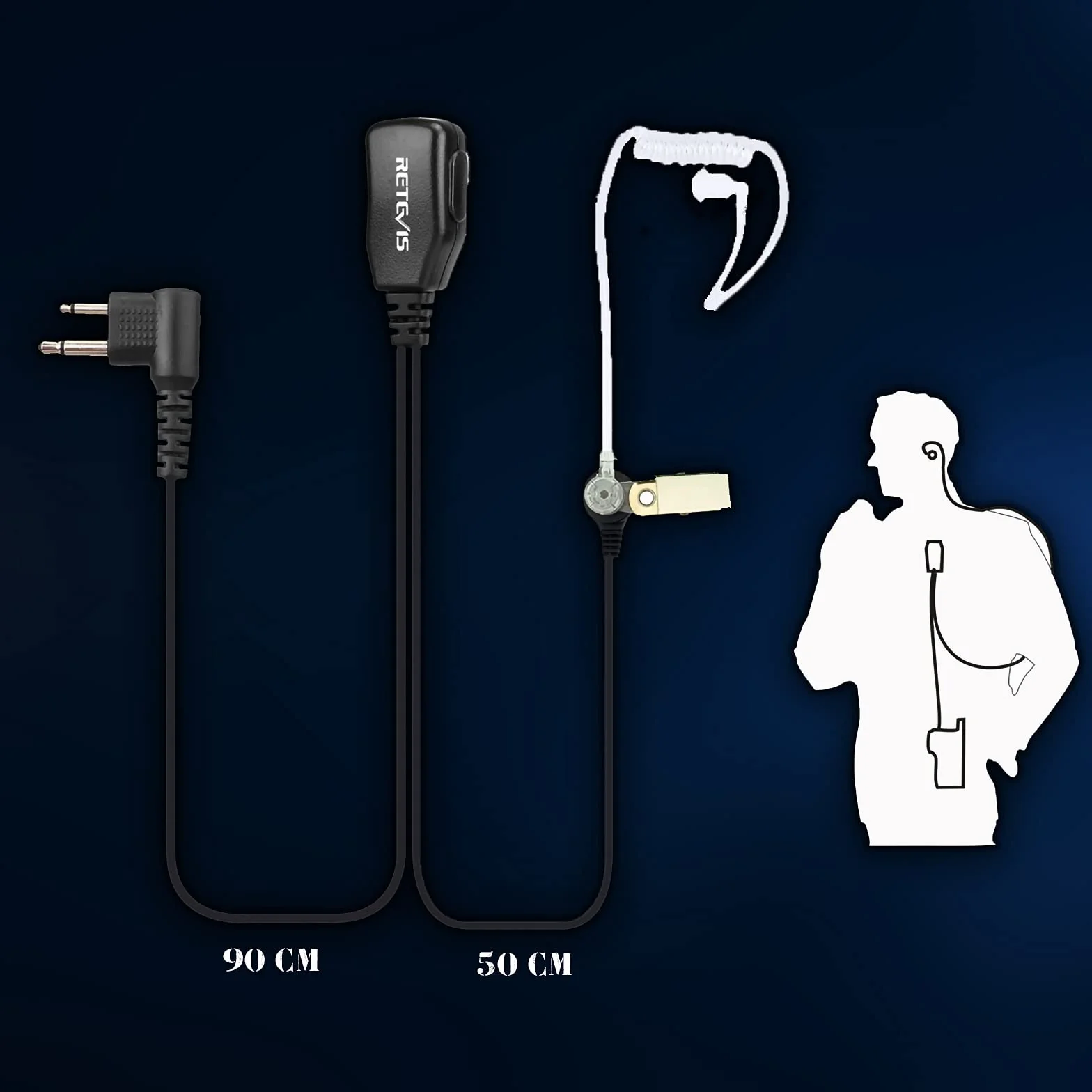 Retevis Oreillette Talkie Walkie 2 Broches Casque Écouteur Compatible Motorola CP040 DP1400 GP68 GP88 GP2000 GP300 CT150 Pro1150 XTN446 SP10 SP21 HYT TC-500 TC-600
